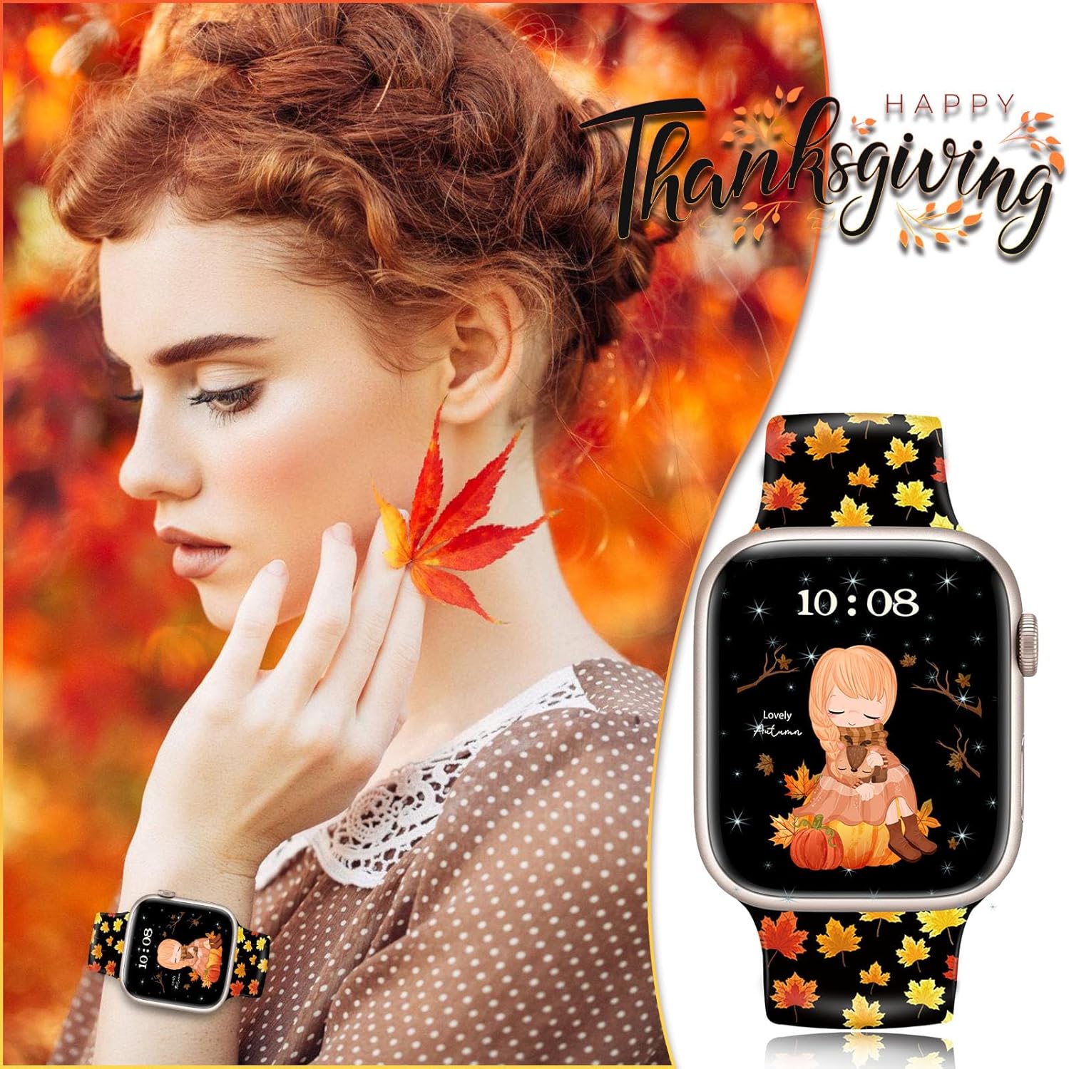 Correa de reloj de Navidad y Halloween para Apple Watch, correa de silicona impresa de repuesto para iWatch 1 2 3 4 5 6 7 8 Ultra 1.496 in 1.575 in