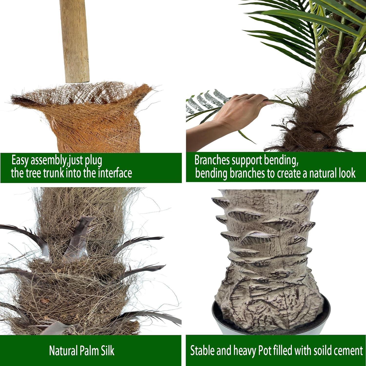 Palmera artificial de 7.5 pies de alto, plantas de palmeras al aire libre para patio exterior, árboles para decoración (juego de 1)