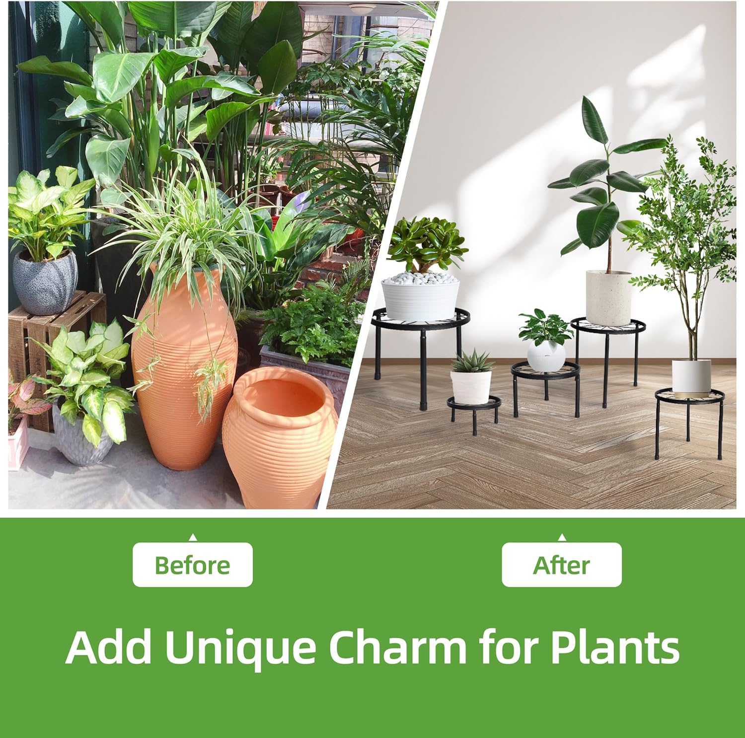 Soportes de metal para macetas, soportes resistentes para múltiples plantas, estante de hierro para macetas, estantes de decoración para interiores