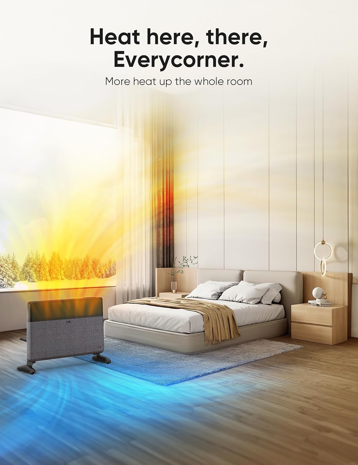 Ballu Calentadores de espacio con panel de convección para uso en interiores con termostato inteligente, temporizador de 24 horas, control WIFI y