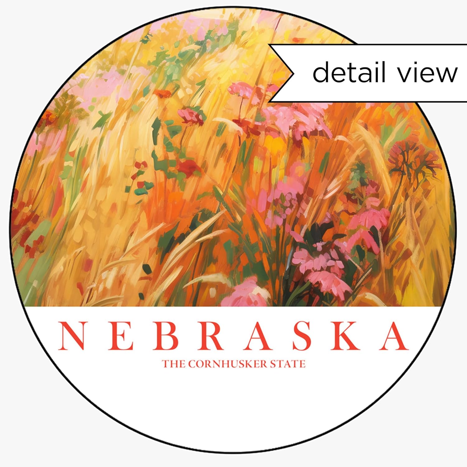 Nebraska Travel Print Cornhusker State Souvenir Yellow Orange Pink Wall Art Retro Poster Scenic Landscape Painting (8×10 inches)