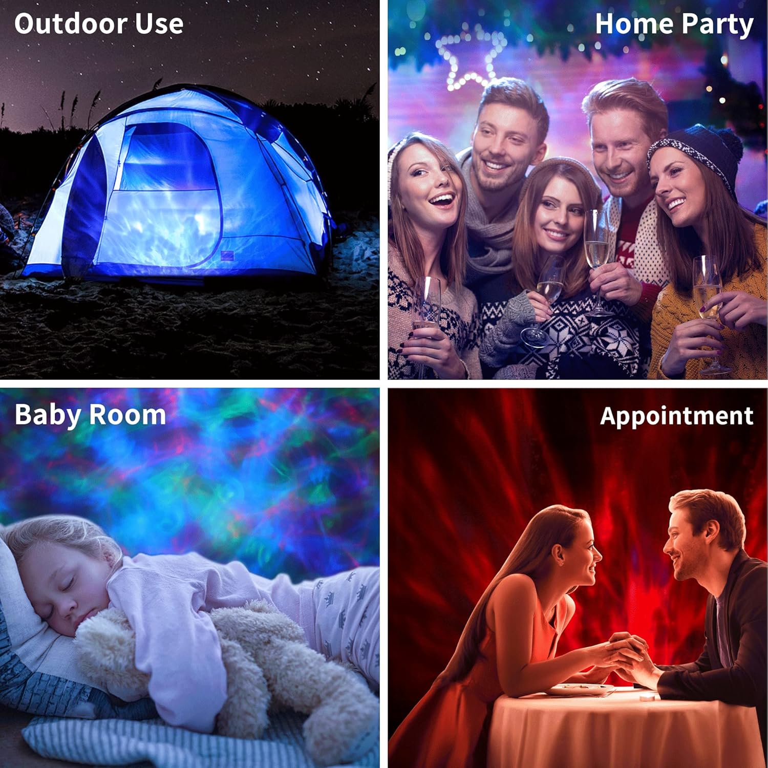 kiosbibi Proyector de ondas oceánicas, luz nocturna de ruido blanco para dormitorio de niños, control remoto y temporizador, altavoz Bluetooth,