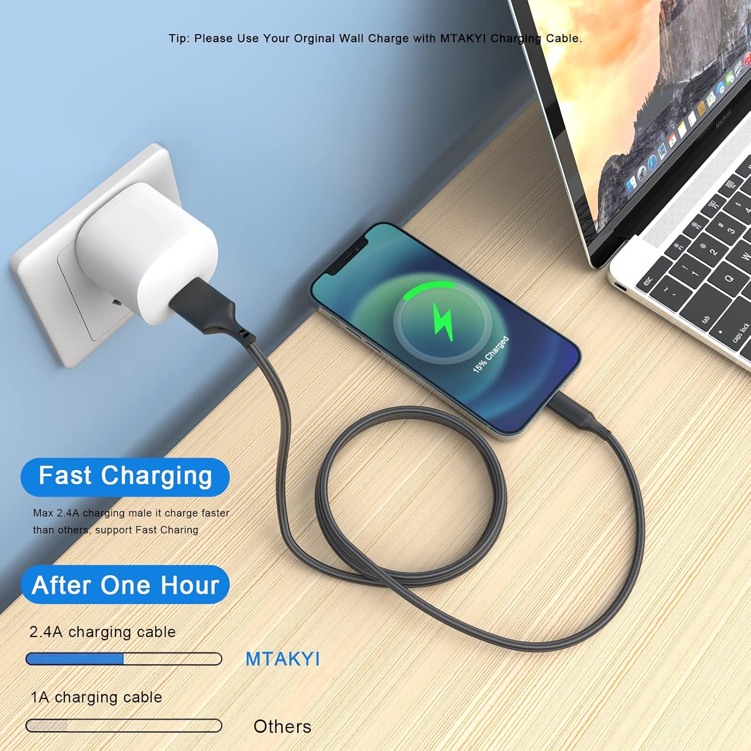 Cable de carga para iPhone más largo de 26 pies, cable de carga USB a Lightning de 26 pies, cable de carga rápida de nailon trenzado de nailon para