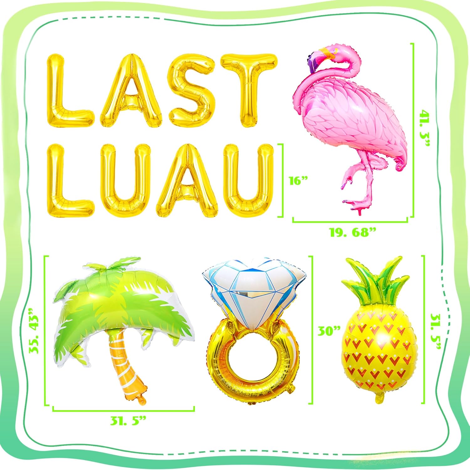 JeVenis Last Luau – Globos tropicales de despedida de soltera, decoraciones de despedida de soltera de Luau, decoraciones hawaianas para despedida