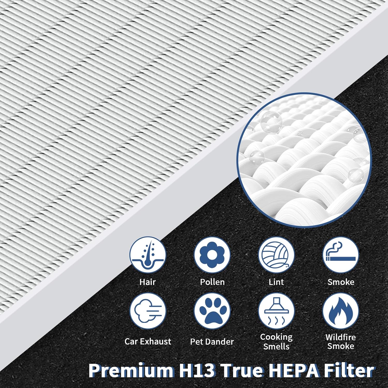 116130 Filtro de repuesto H para purificador de aire Winix 5500-2 y AM80, filtro HEPA y filtro de carbón activado paquete combinado