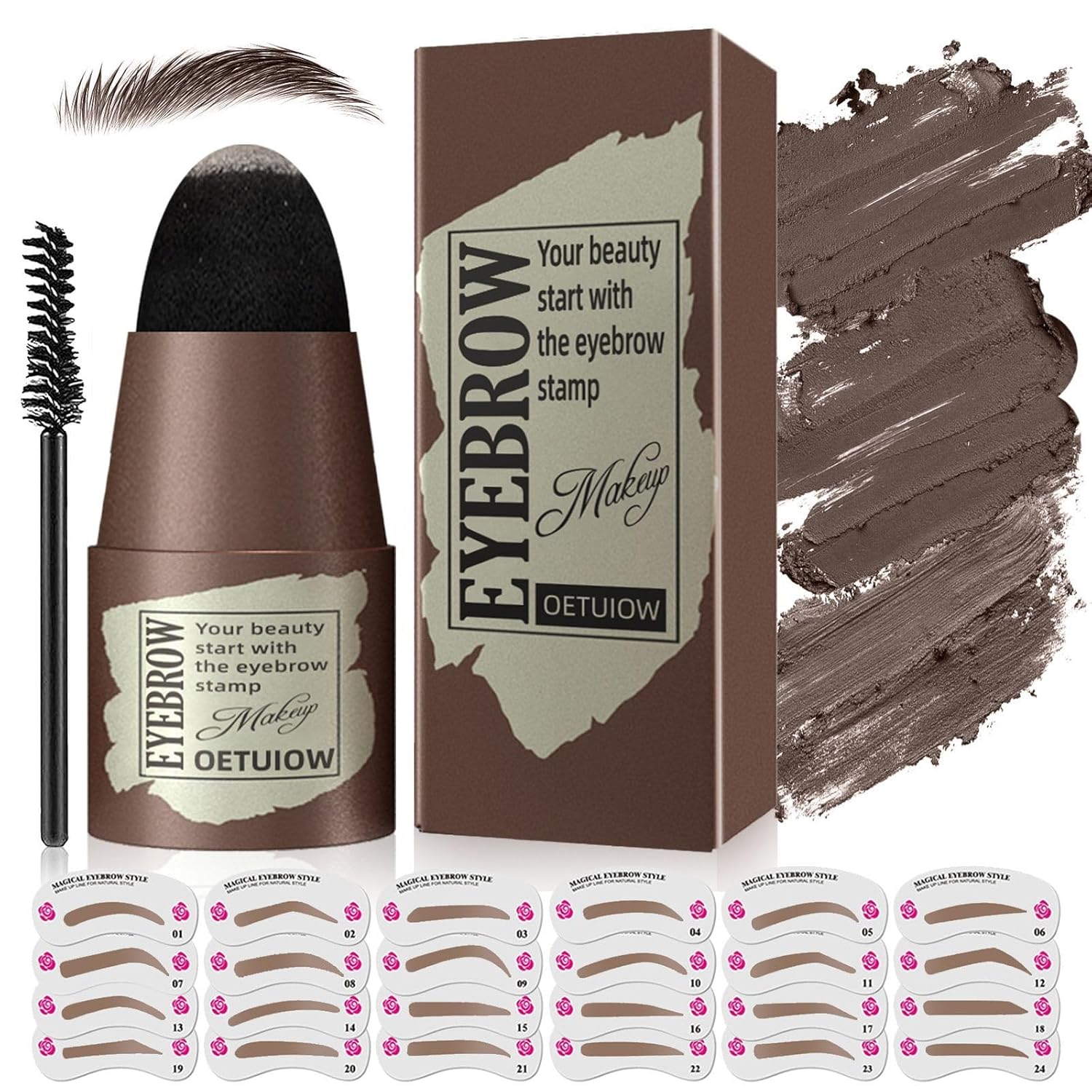 Kit de plantillas para cejas, kit de plantillas para cejas para principiantes, kit de plantillas y sellos de cejas de larga duración, a prueba de
