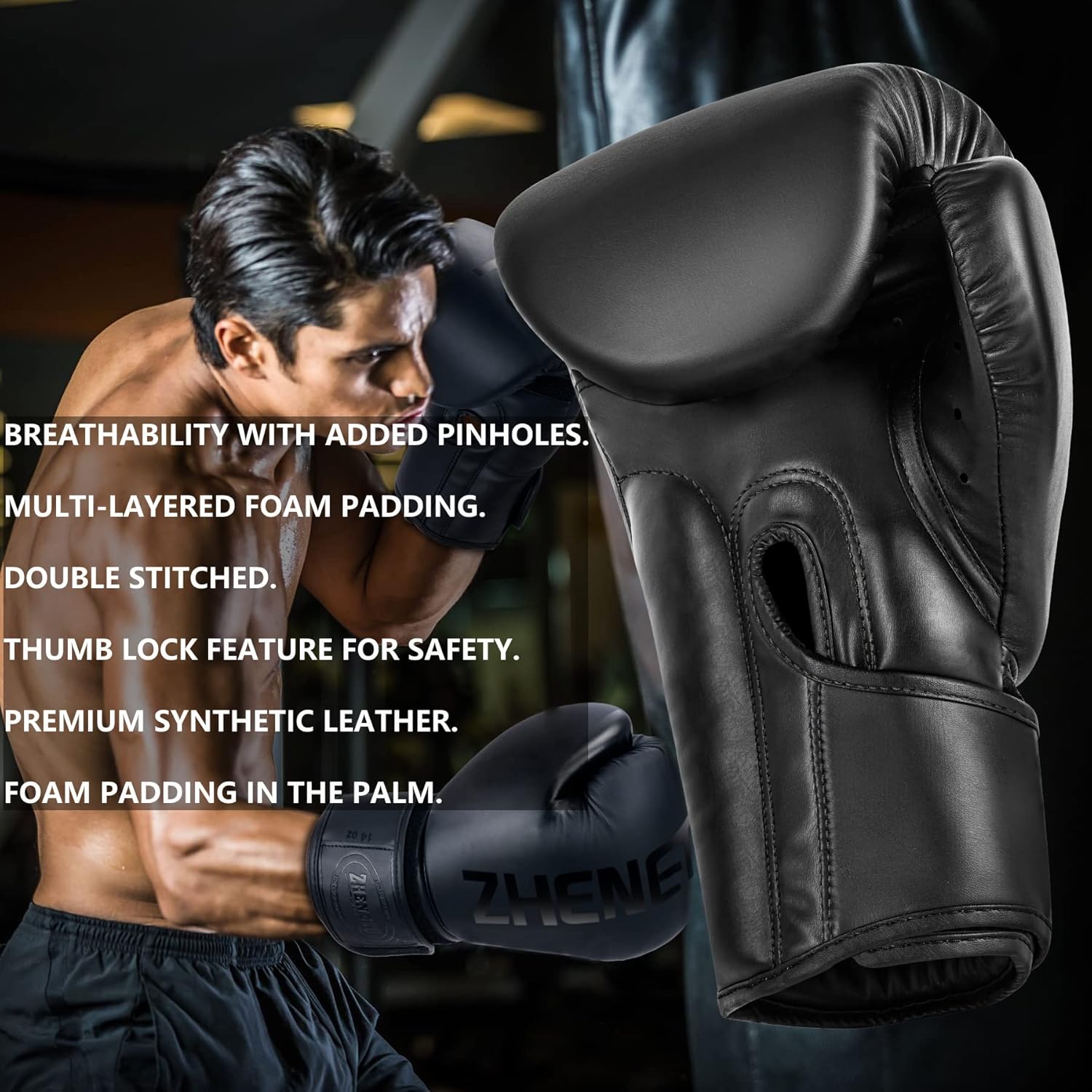 Guantes de boxeo para hombres y mujeres, guantes de kickboxing, guantes de entrenamiento de boxeo, guantes de combate de entrenamiento de boxeo,