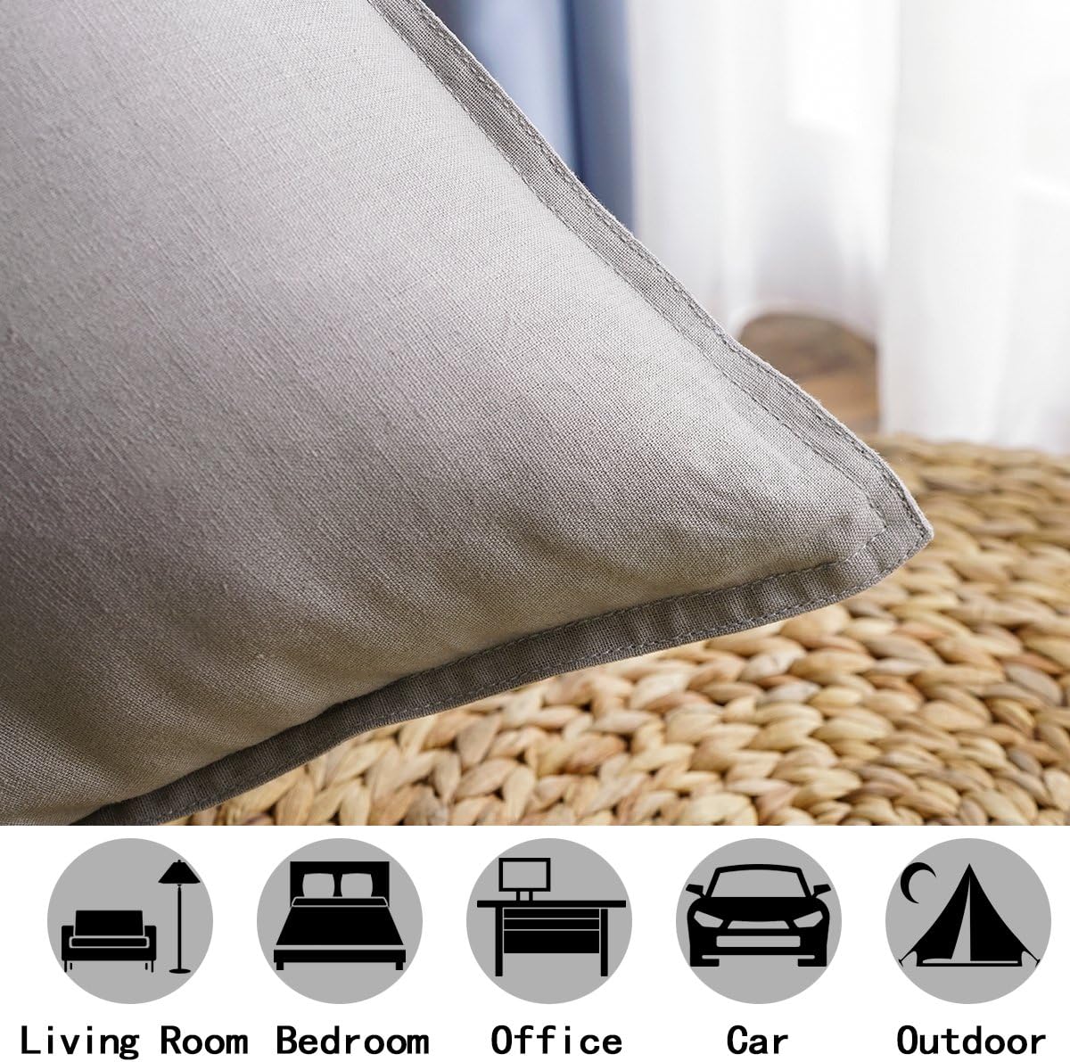 Jeanerlor Fundas de cojín cuadradas y decorativas de lino y algodón suave, para bar, cafetería y habitación de juegos, de 24 x 24 pulgadas (60 x 60