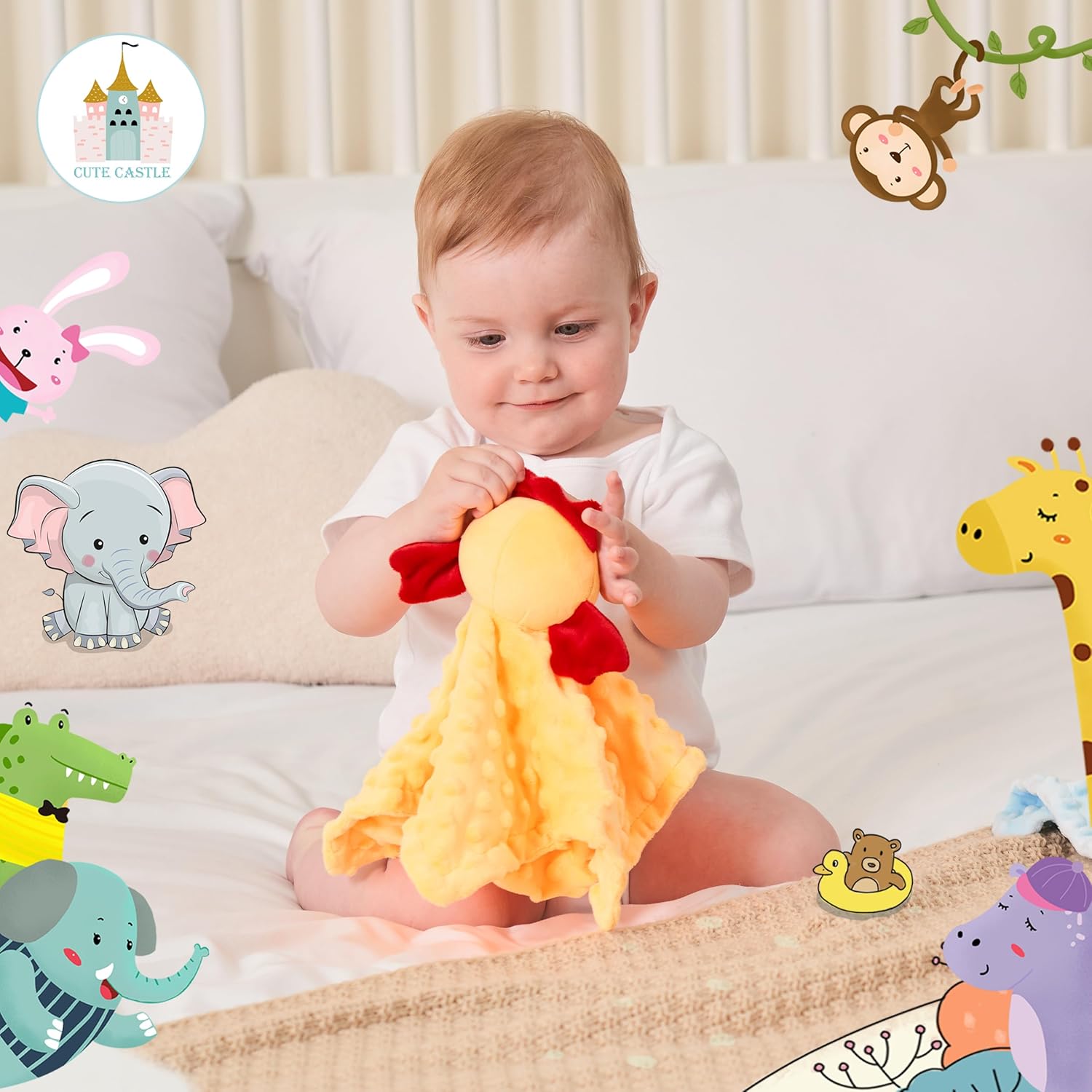 Cute Castle Manta de seguridad para bebé, suave, unisex, artículos esenciales para recién nacidos para niños y niñas, paños neutros para