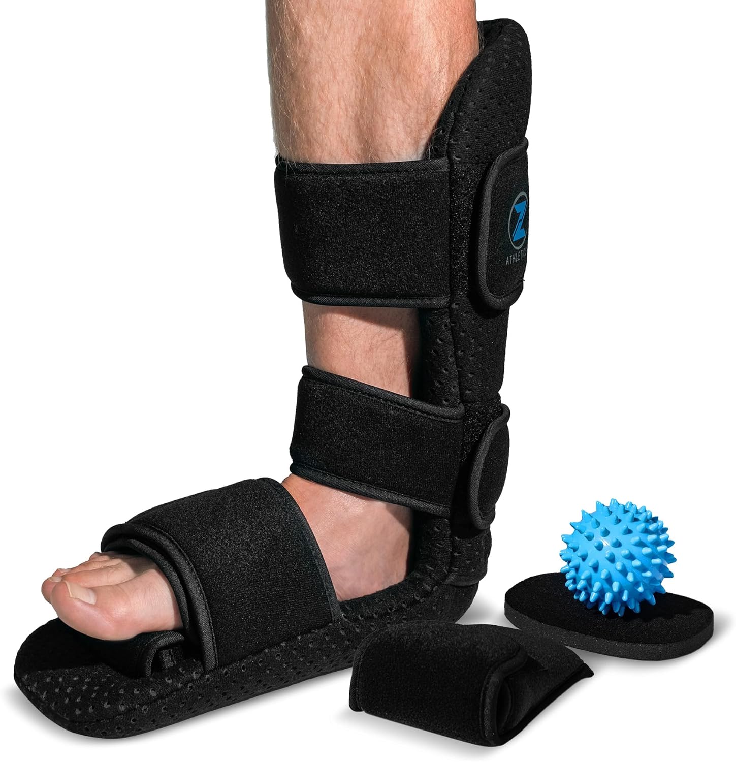 Z ATHLETICS Férula nocturna para fascitis plantar, soporte ajustable para caída de pie para alivio de la fascia plantar, dolor de arco, tendinitis