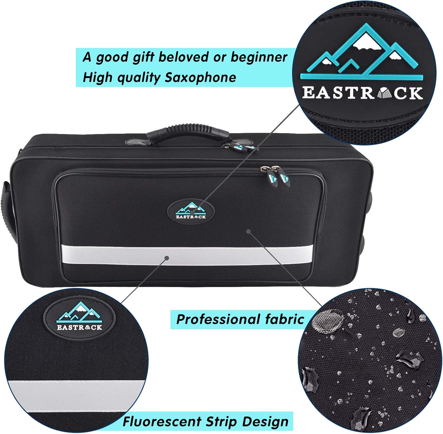 EASTROCK Kit completo de saxofón alto de níquel negrodorado para estudiantes principiantes con estuche de transporte, boquilla, almohadillas de