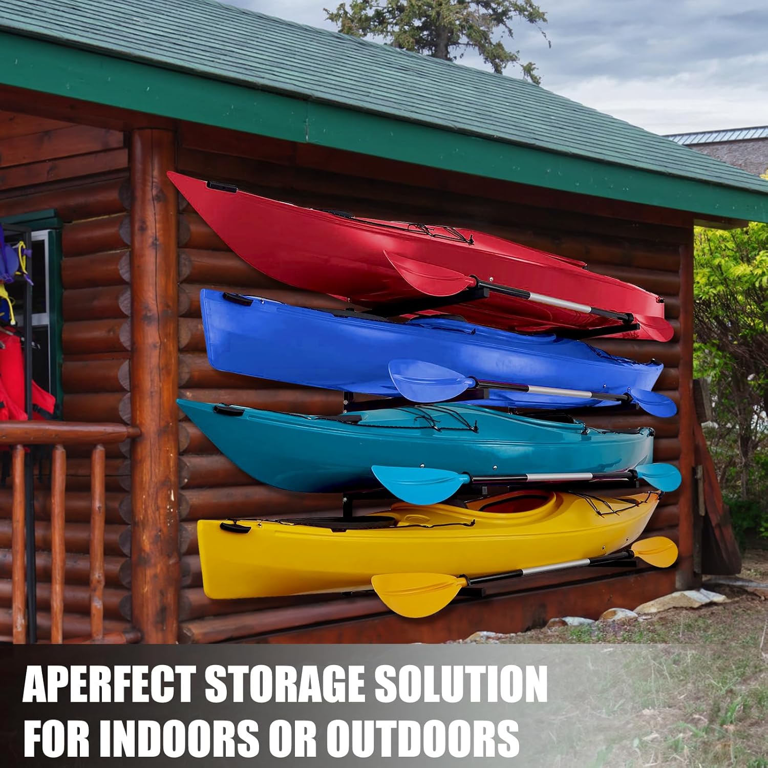 Estante de almacenamiento para kayak, estantes de pared resistentes para garaje y almacenamiento al aire libre, estante de almacenamiento para