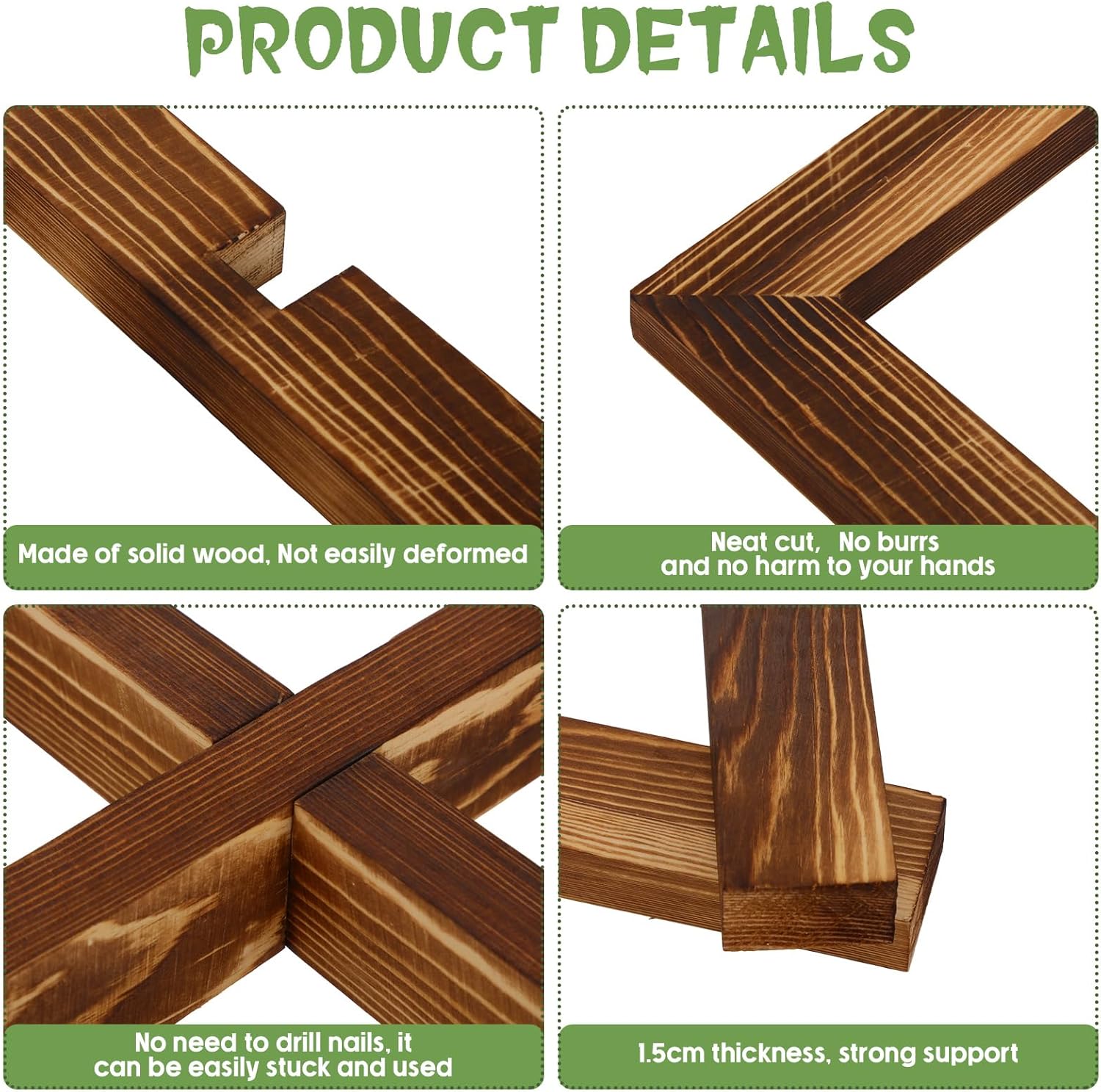 Barydat Paquete de 4 soportes de madera para plantas de mediados de siglo, moderno soporte para macetas de madera, taburete elevador bajo y corto,
