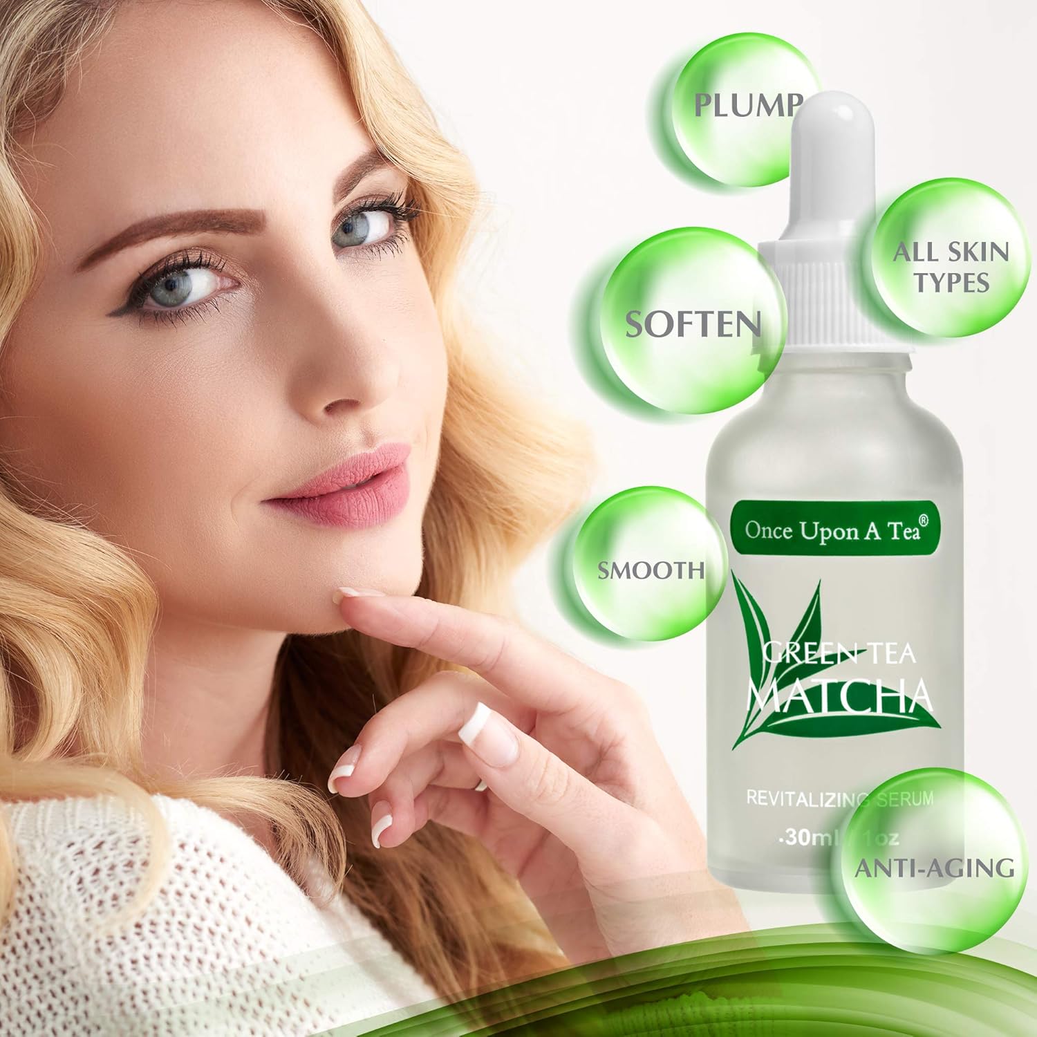 Suero revitalizante Matcha de té verde, para cara, cuello y escote, tratamiento facial antioxidante, suaviza líneas finas y arrugas, hidrata y