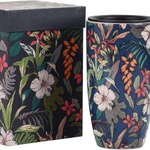 Topadorn Taza de café de cerámica para regalo con tapa de 17 onzas, taza de té alta de porcelana con asa para el hogar y la oficina, taza con patrón Topadorn Taza de café de cerámica para regalo con tapa de 17 onzas, taza de té alta de porcelana con asa para el hogar y la oficina, taza con patrón