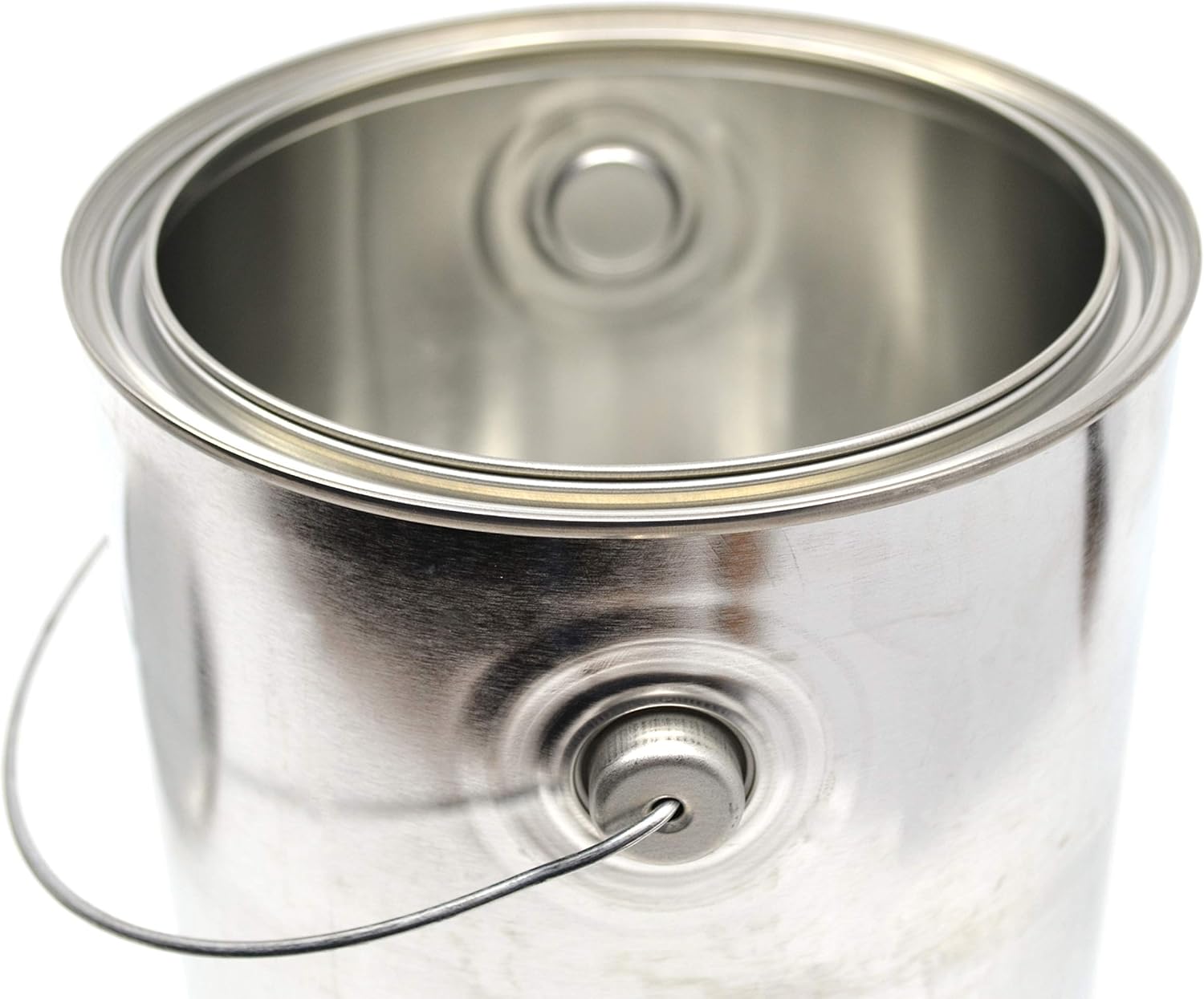 Lata de pintura metálica de 1 galón con orejas, fianza y tapa, fabricado en los Estados Unidos con metal parcialmente reciclado, 100% reciclable