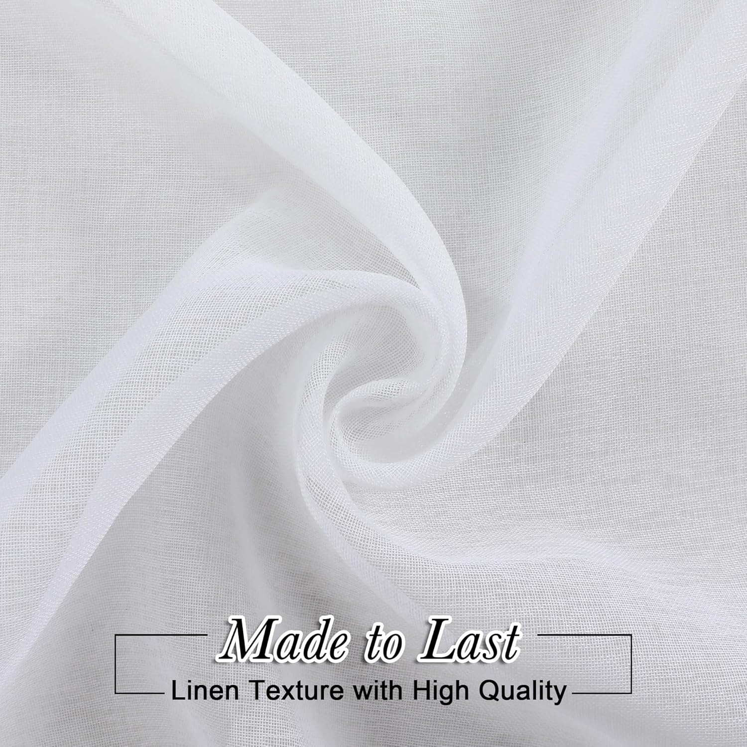 Lecloud Doris – Cortinas traslúcidas blancas de 36 pulgadas, 2 piezas, cortinas clásicas de lino sintético transpirable para sala de estar, cortinas