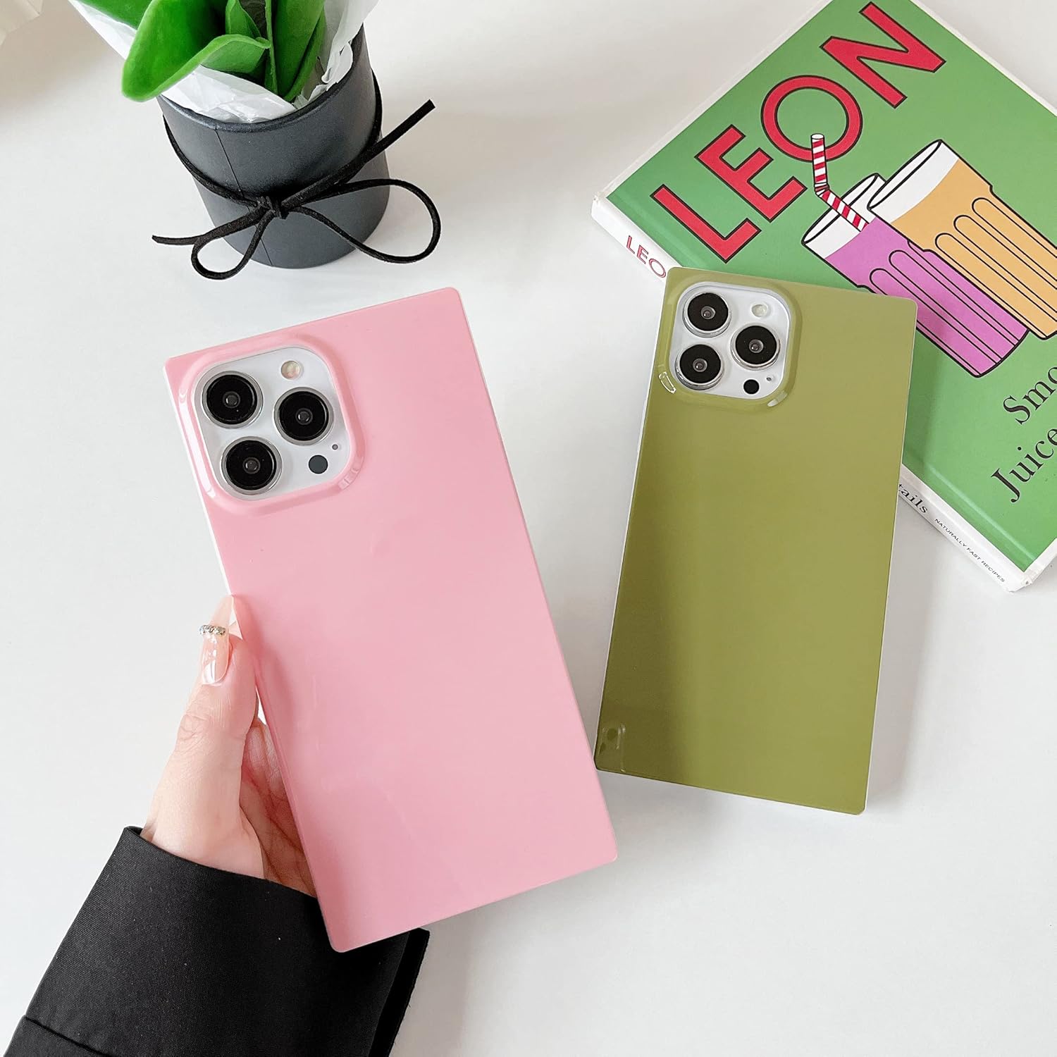 Cocomii Funda cuadrada compatible con iPhone 13 Pro Max, delgada, brillante, color sólido, pasteles relajantes, fácil de sostener, antiarañazos, a