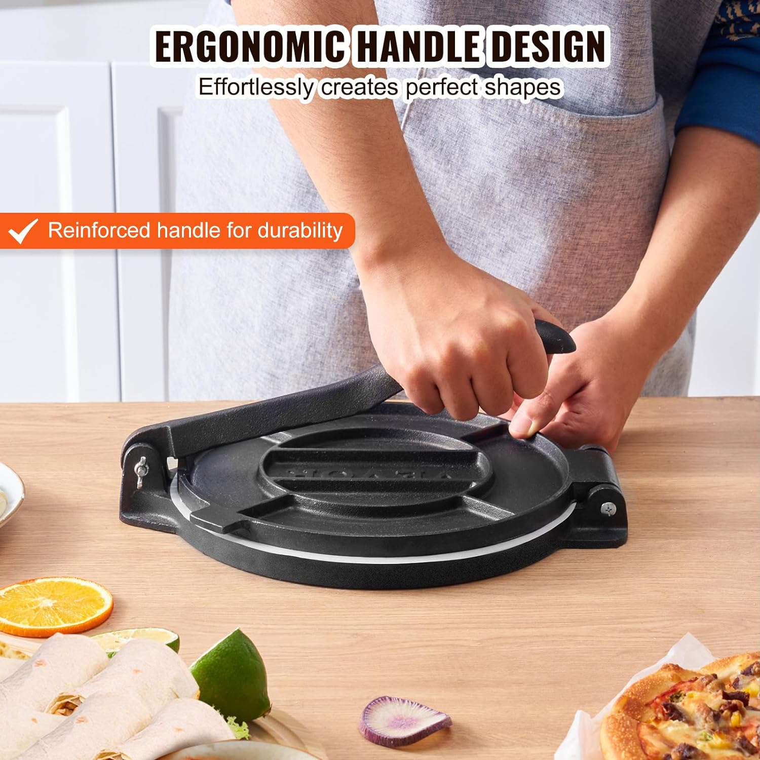 VEVOR Prensa de tortilla, máquina de tortilla y Roti de 10 pulgadas, prensa de tortilladora resistente de hierro fundido, máquina de pataconera