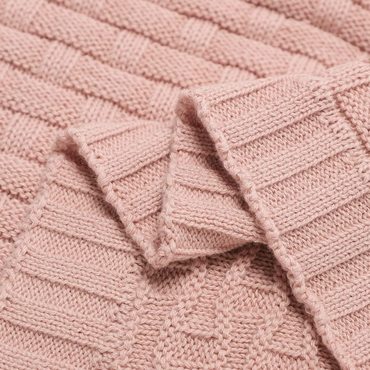 Baby Essentials – Manta para bebé, suave y acogedora, 100% algodón, tejido de punto trenzado, para niños y niñas, color rosa