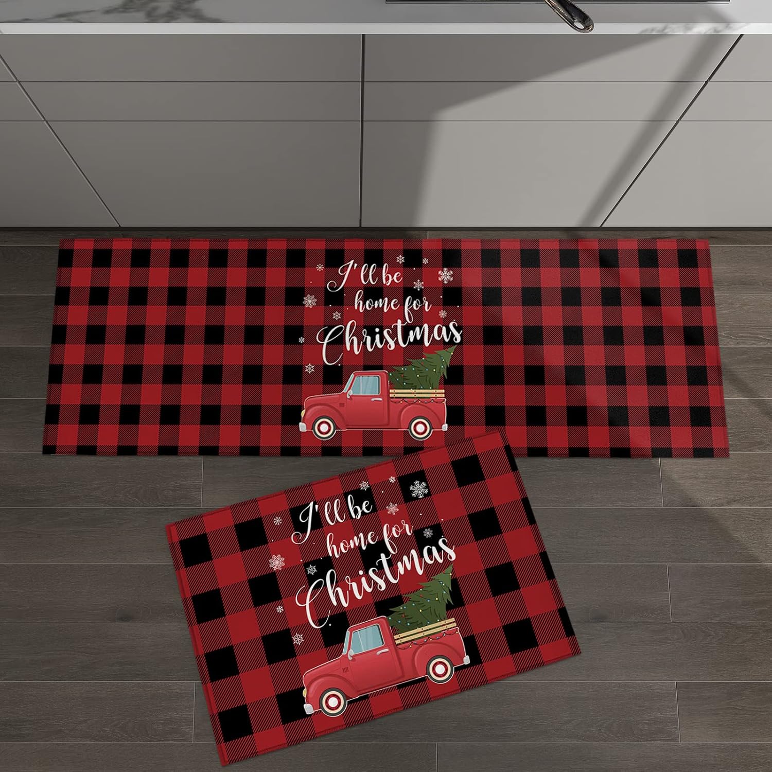 Libaoge Juego de 1 alfombras y tapetes de cocina de Navidad, diseño de copos de nieve, tapete para fregadero de cocina, antideslizante, tapete