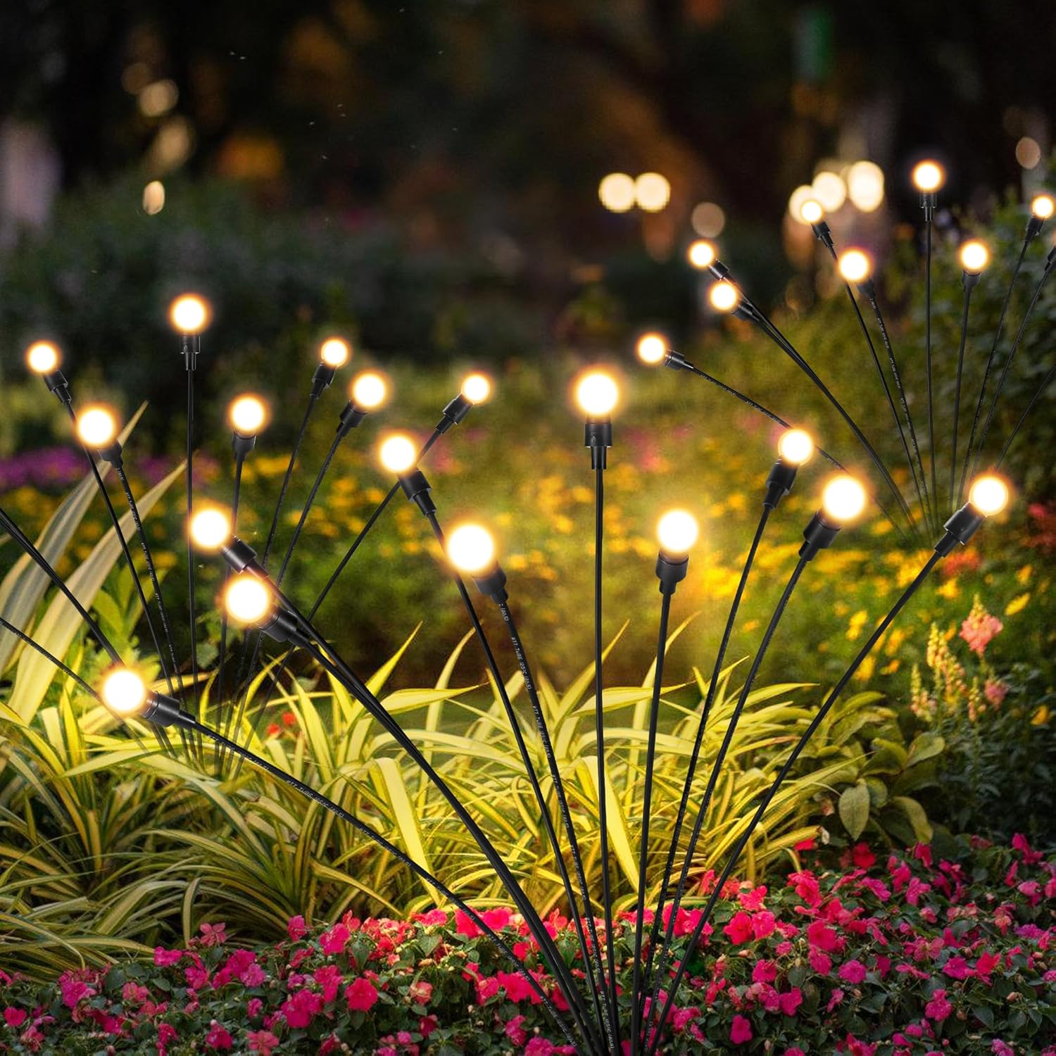 40 luces LED solares de jardín, luces solares blancas cálidas para exteriores que se balancean por el viento, luces solares al aire libre para