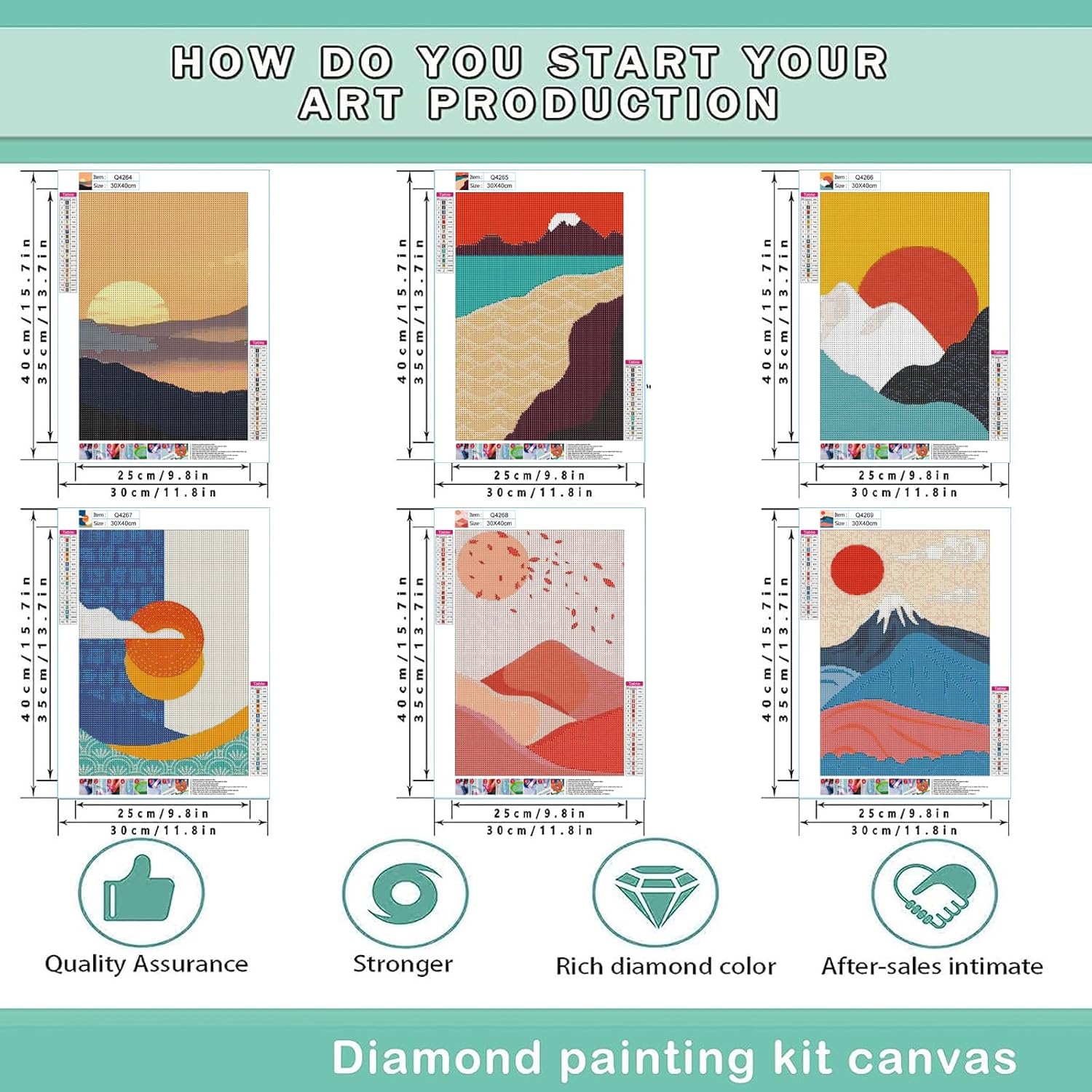 DOTSOPS Paquete de 6 piezas de pintura abstracta de diamantes de paisajes artísticos para adultos, kit de pintura para principiantes, paisajes de
