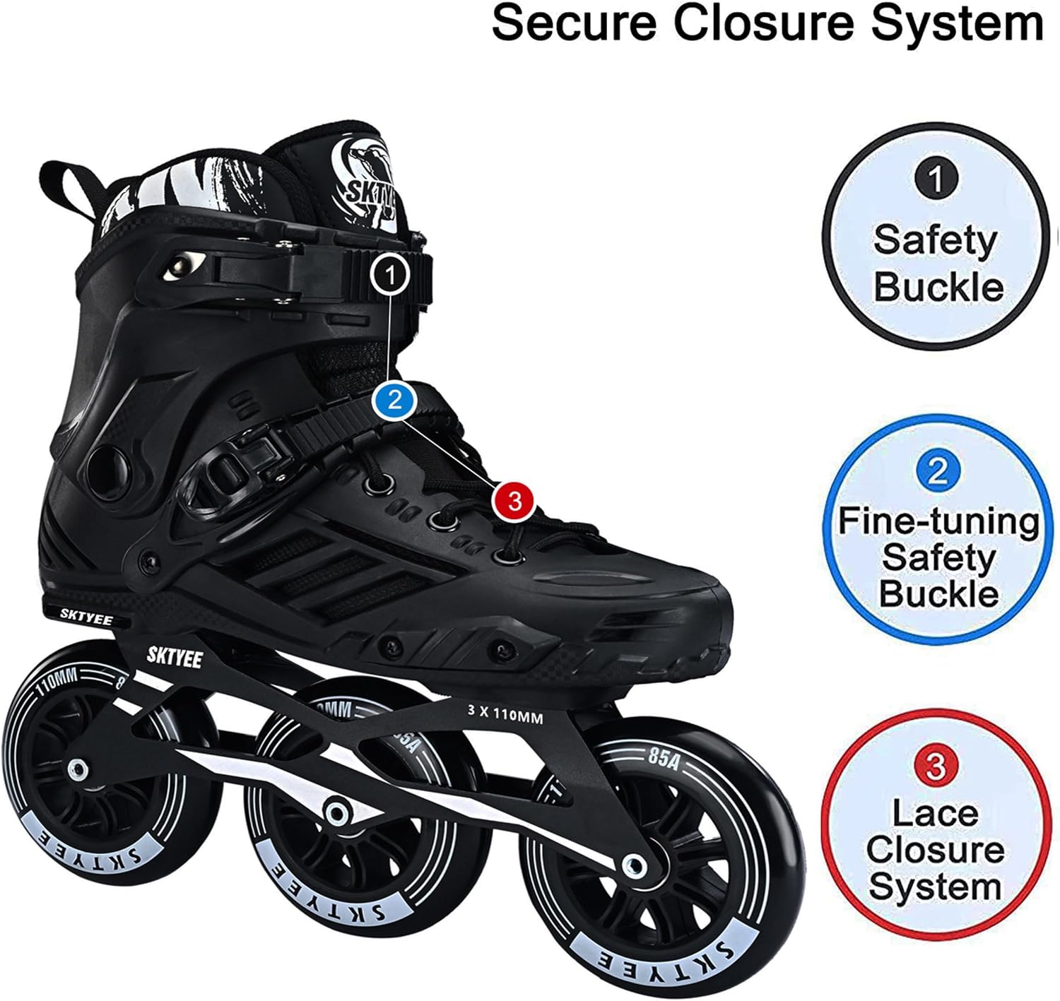 Patines en línea de 3 ruedas para hombres y mujeres, patines de velocidad en línea de alto rendimiento para adultos con ruedas de 4.331 in, patines