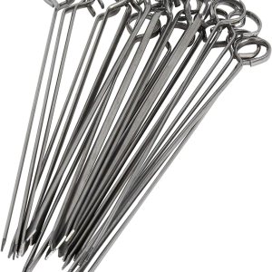 Blue Donuts Paquete de 24 brochetas Kabob para asar a la parrilla de 8 pulgadas, accesorios para parrilla de barbacoa, acero inoxidable, paquete de Blue Donuts Paquete de 24 brochetas Kabob para asar a la parrilla de 8 pulgadas, accesorios para parrilla de barbacoa, acero inoxidable, paquete de