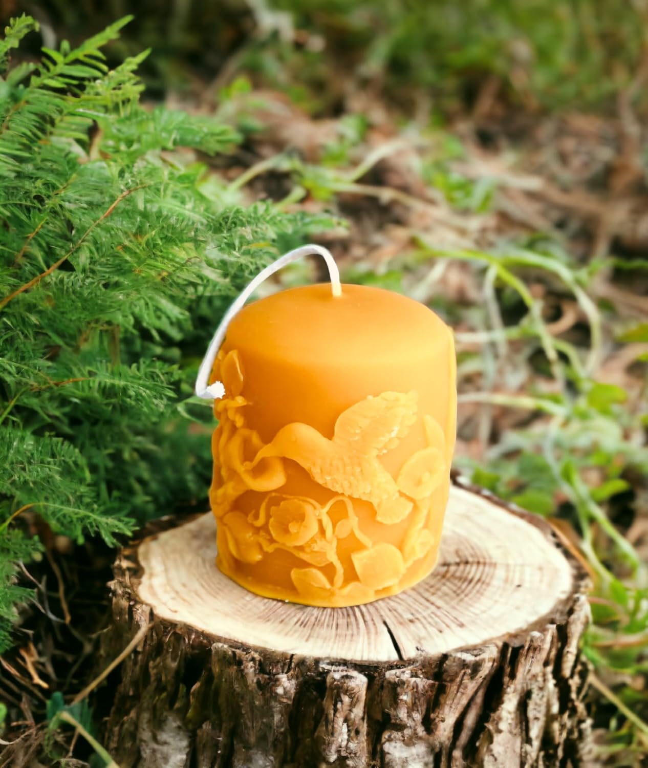 Hummimgbird Beeswax Pillar Candle  Handmade Candle  Nature Theme  Flowers  Sping Decor  Gift For Her  Mom Gift  Bird Candle  Candle Gift  Wild