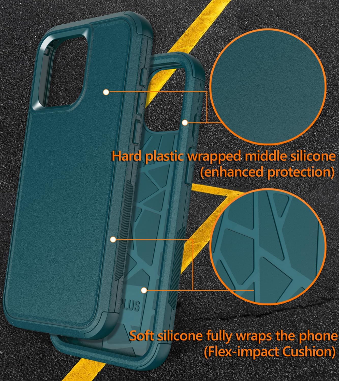 Diverbox Funda para iPhone 15 Pro a prueba de golpes a prueba de caídas protector de pantalla de vidrio templado, funda de protección resistente