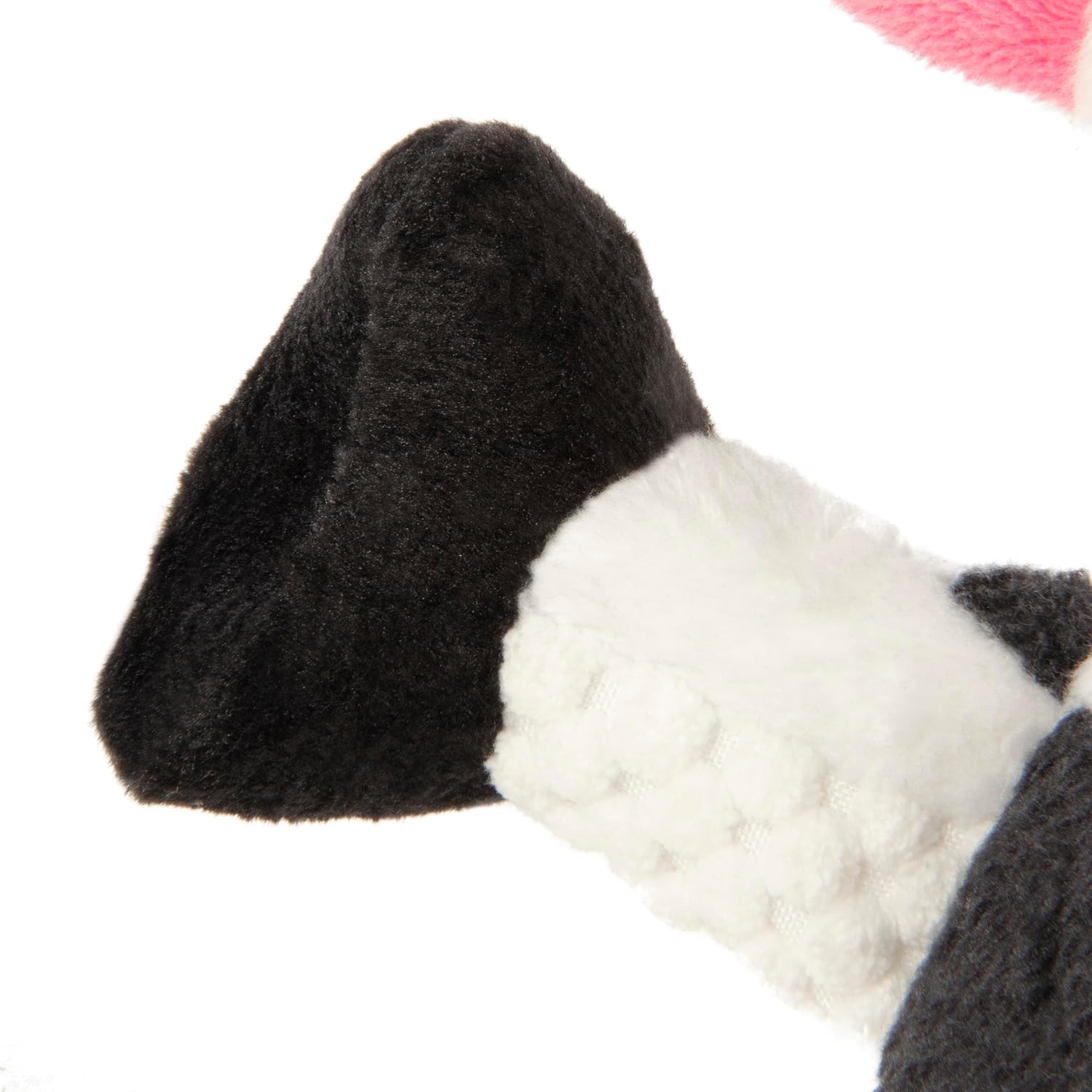 goDog Juguete chirriante de peluche para perro de vaca sentada, tecnología Chew Guard, color blanco, pequeño