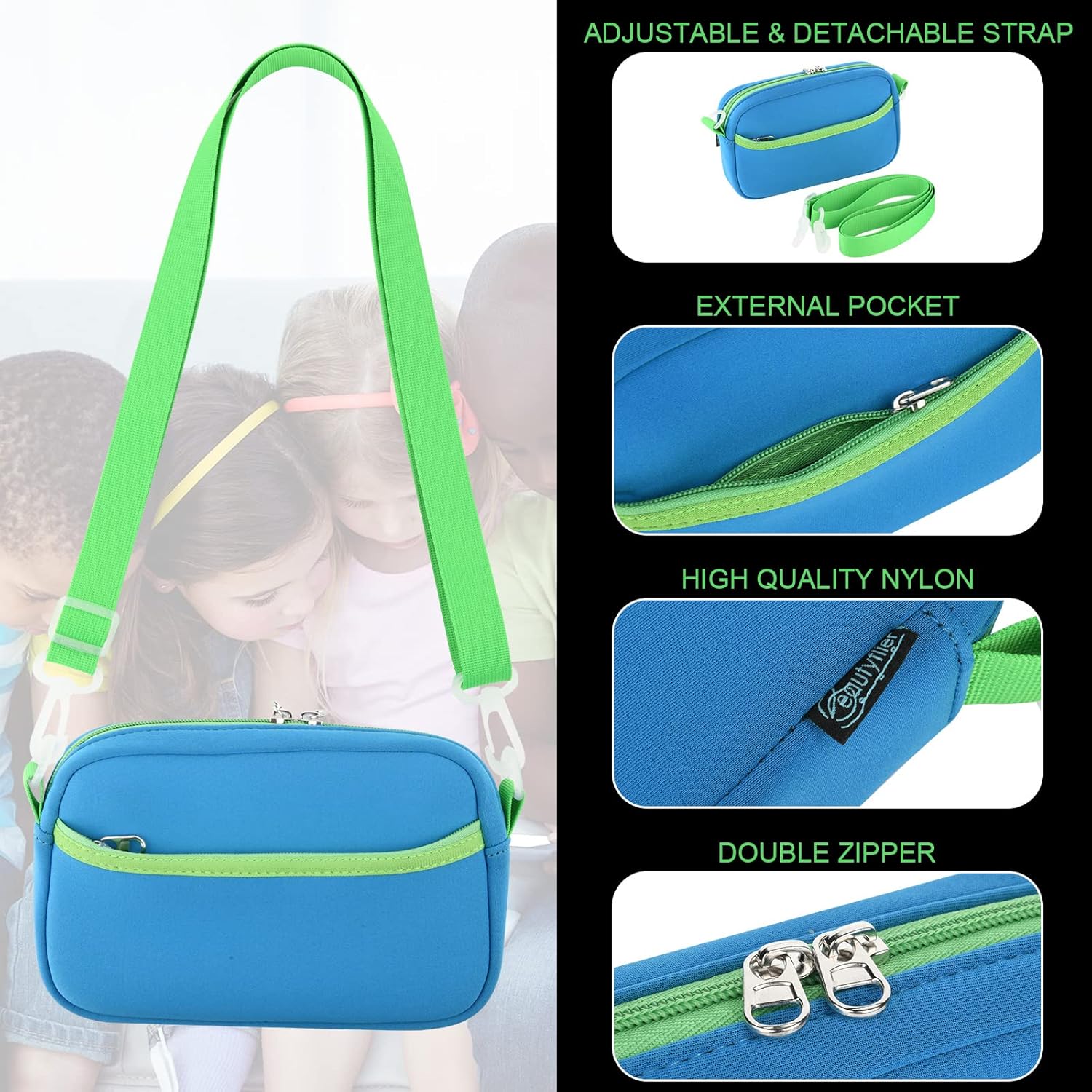 Beautyflier Bolsa cruzada para teléfono para niños, compatible con VTech KidiBuzz 3para teléfonos KidiBuzz G2 para niños, funda de viaje electrónica