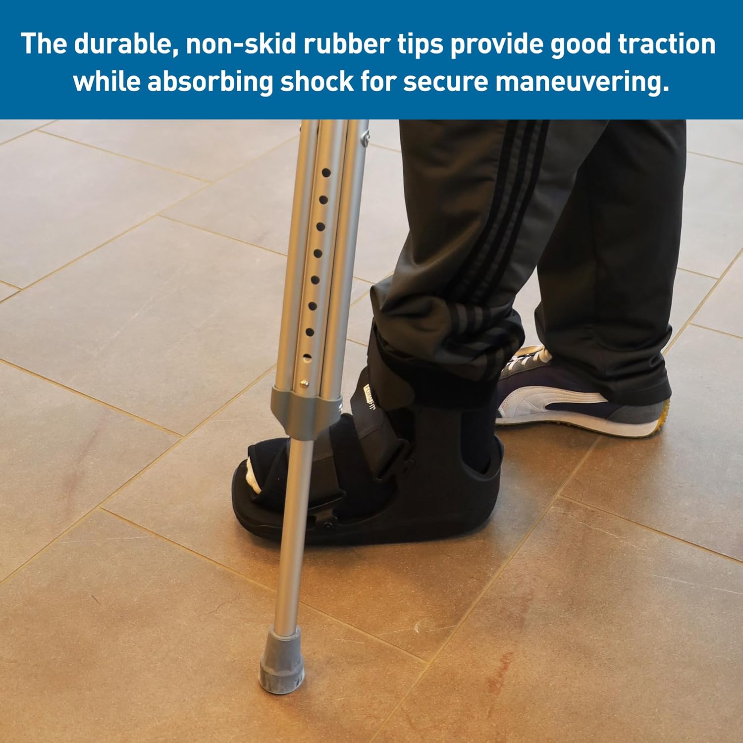 BodyMed Muletas de aluminio, para adultos, medianas, de 5 pies 2 pulgadas a 5 pies 10 pulgadas, par de muletas ligeras y ajustables en altura,