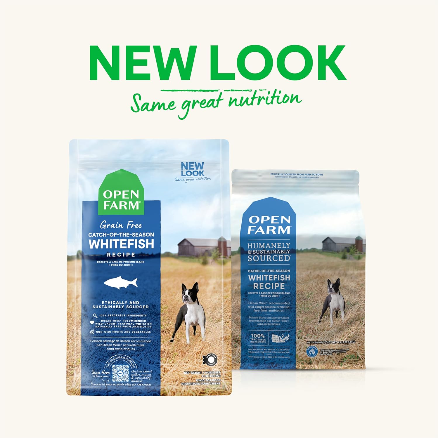 Open Farm Catch-of-The-Season – Alimento seco para perros sin granos, receta de pescado capturado de forma sostenible con superalimentos sin OMG y