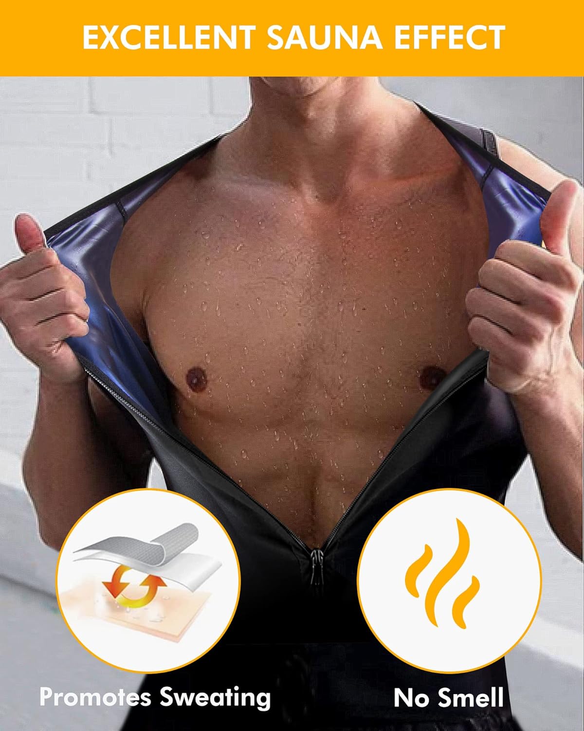 A+ Choice Chaleco de sauna para hombre con cremallera, traje de sauna para mejorar el sudor