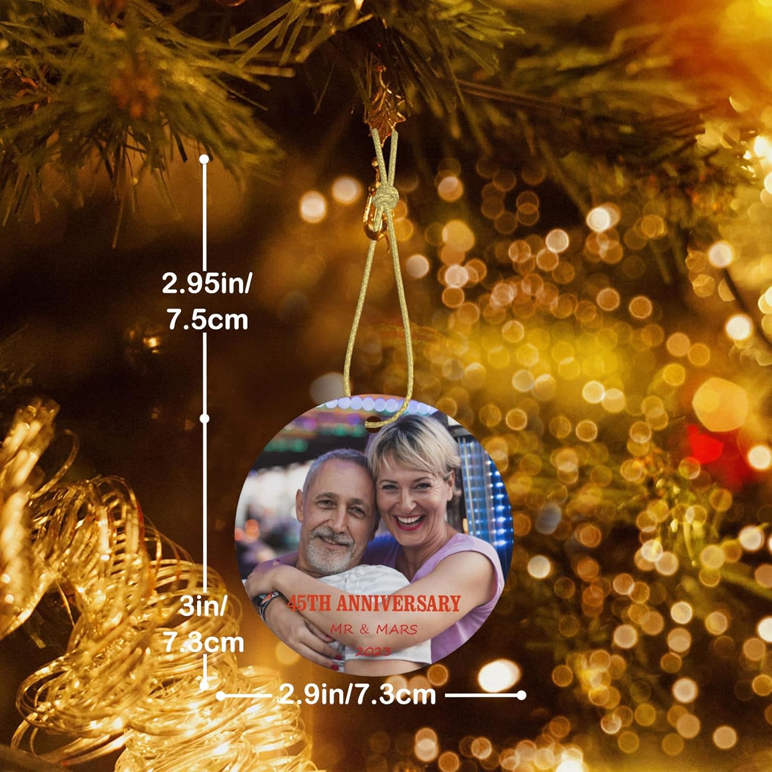 Adorno de Navidad con foto personalizada, añade texto de imagen, diseño de impresión de doble cara, colgante de cerámica personalizado, regalo de