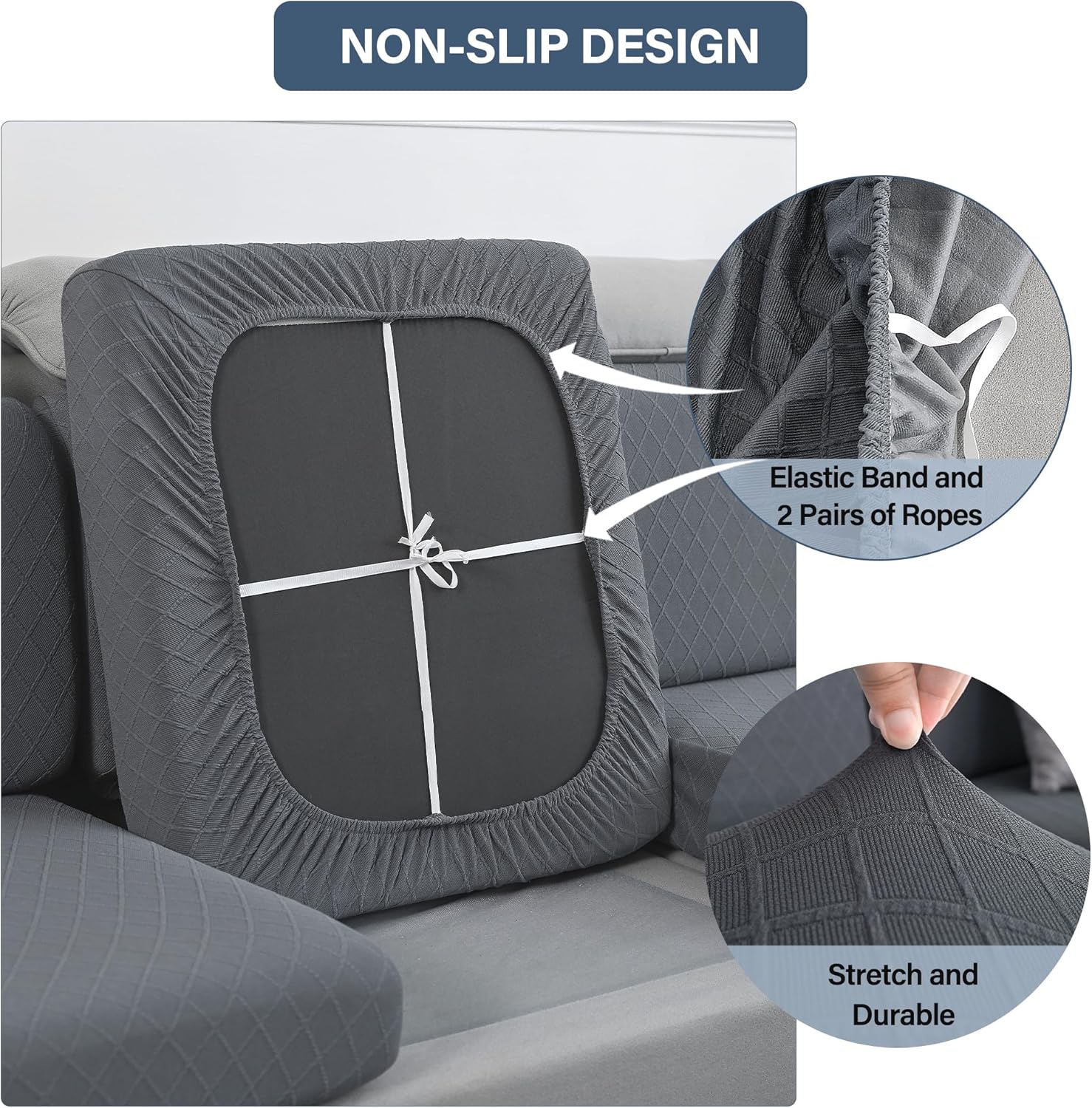 Fundas de cojín 100% impermeables para sofá, funda de repuesto para asiento de sofá, fundas de cojín elásticas jacquard con textura para sofá y sofá
