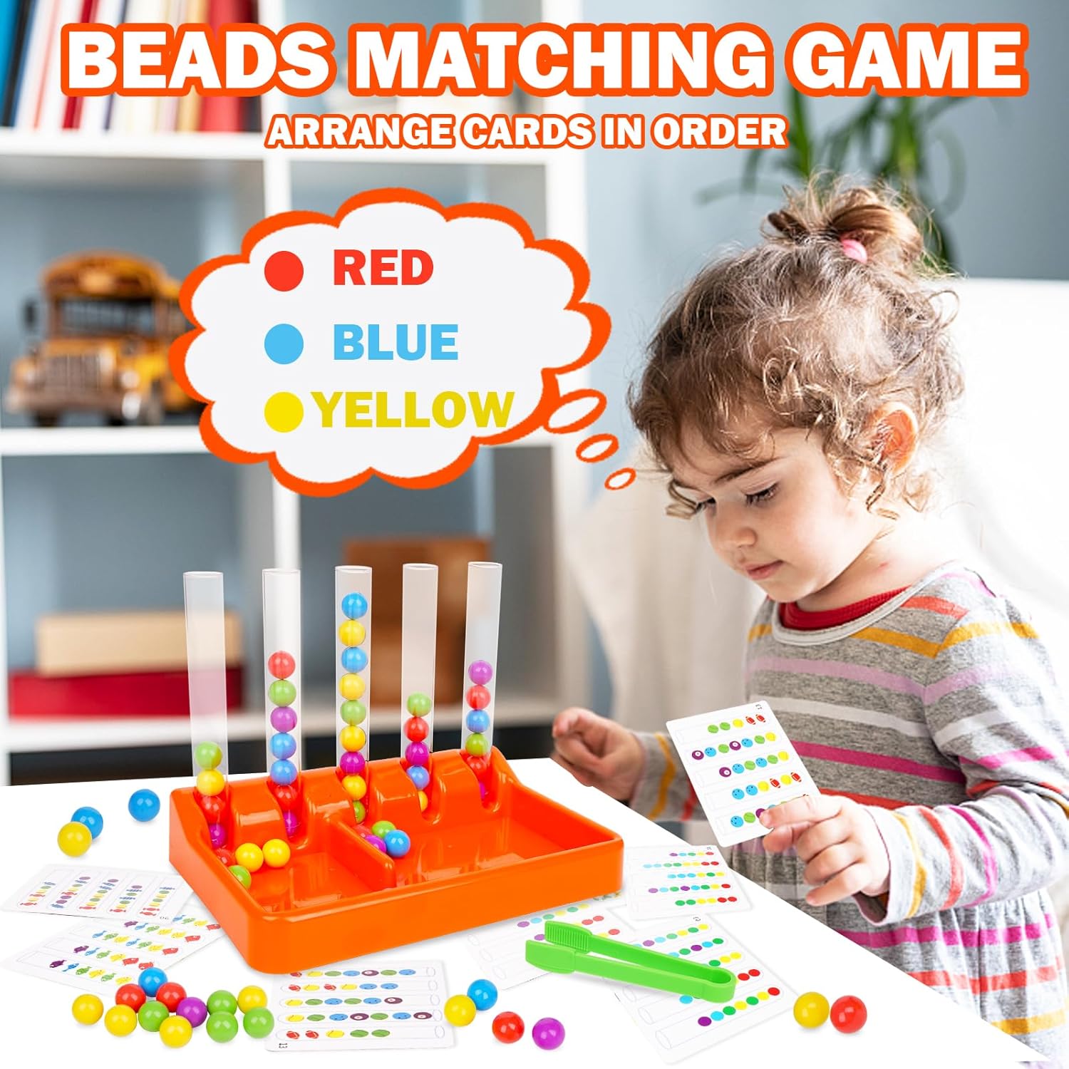 Juego de juguetes de clasificación de colores, juego de cuentas de arcoíris, juguetes Montessori para preescolar conteo de matemáticas, juegos de
