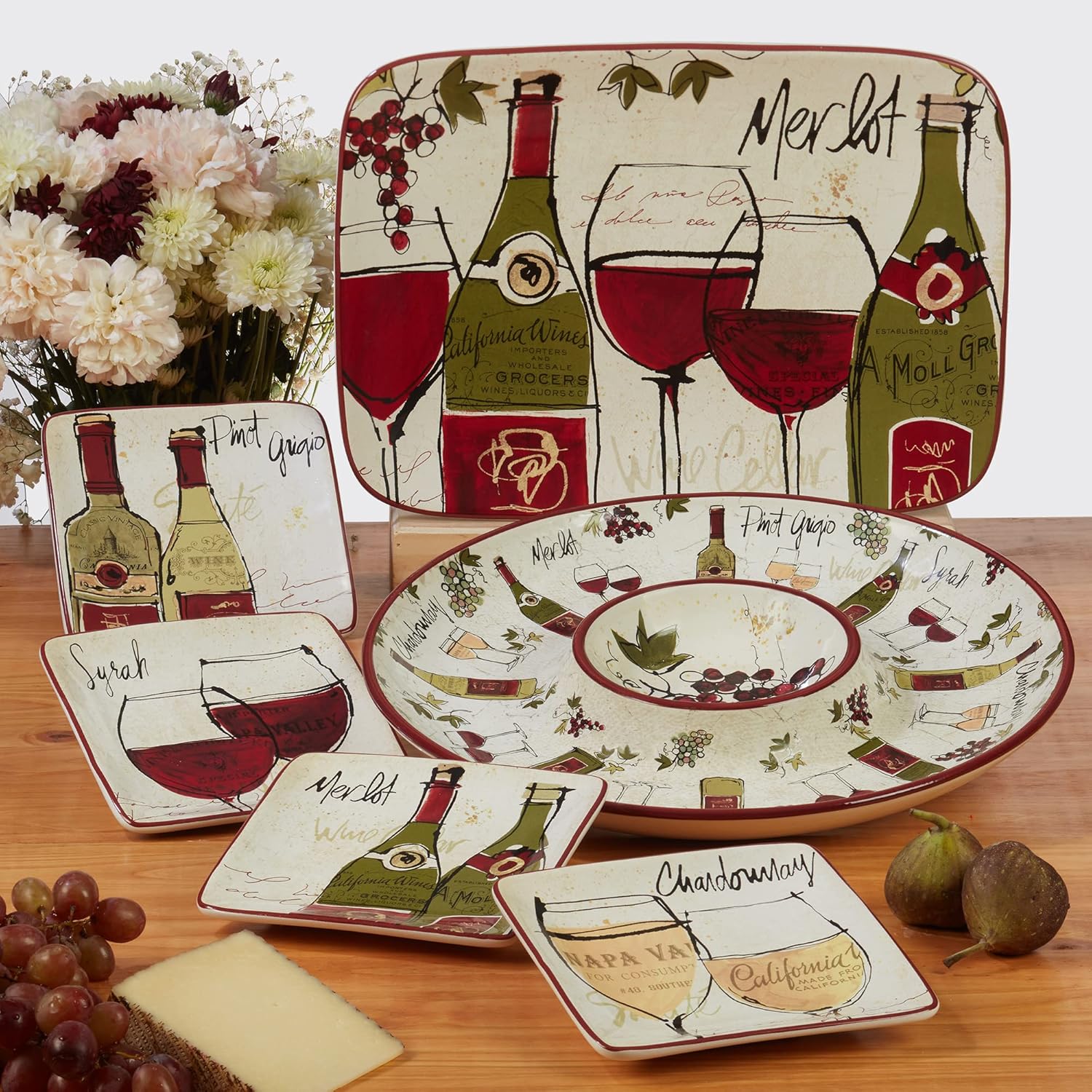 Certified International Wine Country – Servidor de 2 niveles, multicolor