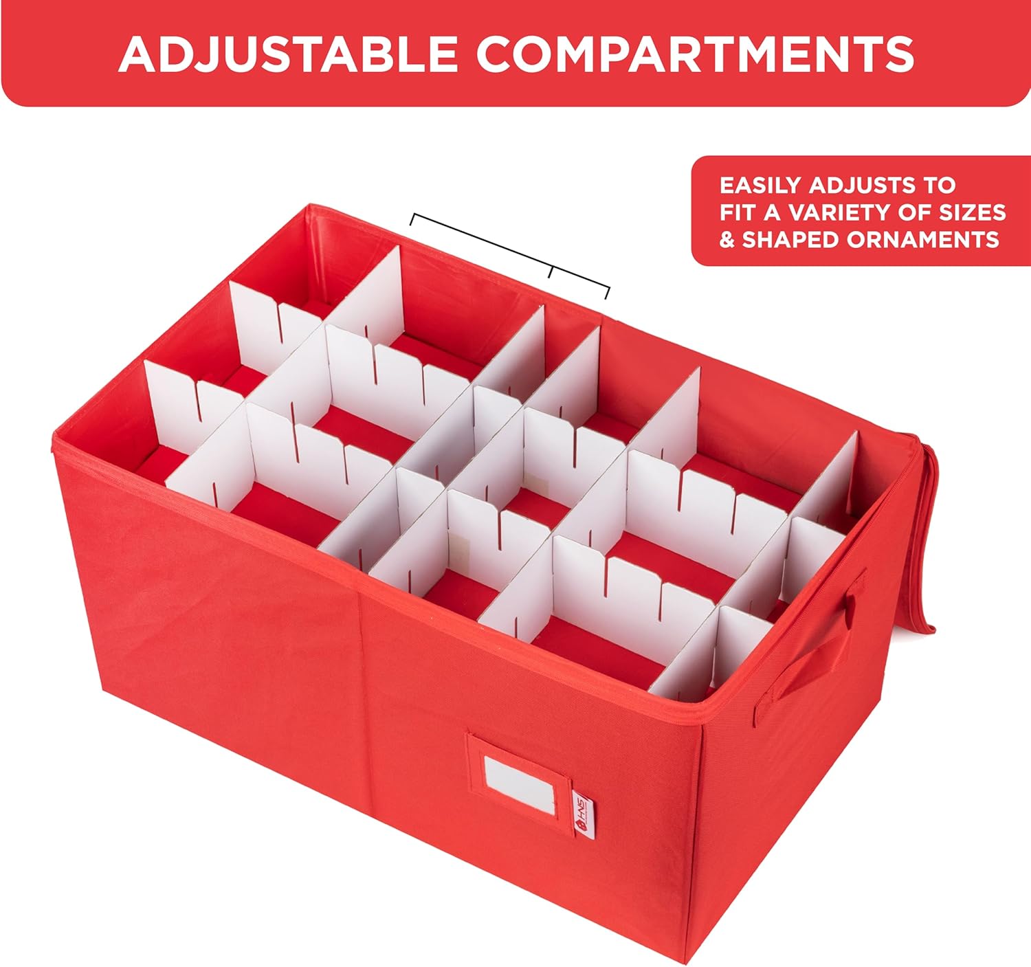Contenedor de almacenamiento de adornos de Navidad con divisores, caja almacena adornos de hasta 54 a 4 pulgadas, con cremallera, conveniente,