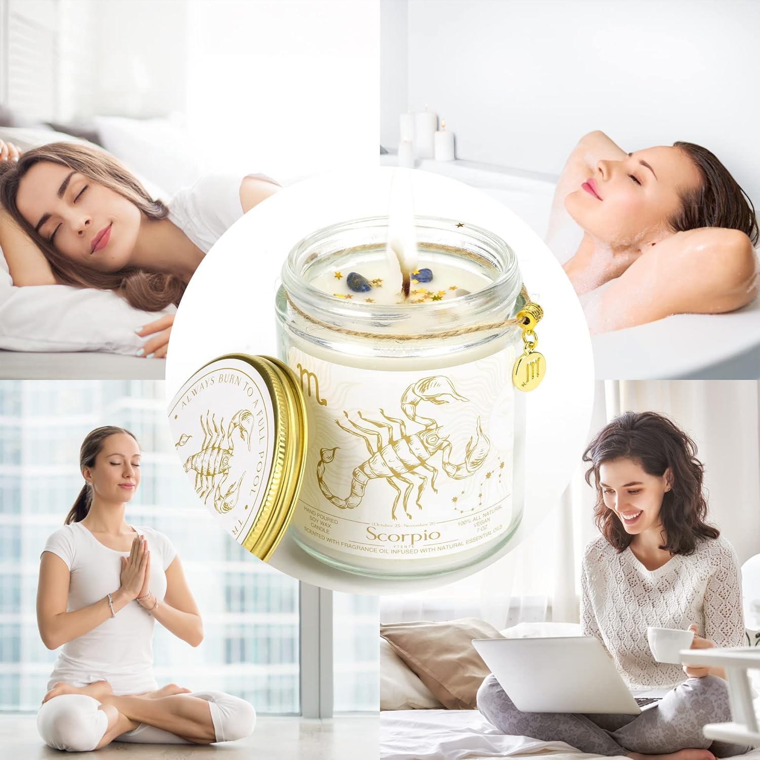 Regalo de velas con signo del zodiaco, velas de cristales del zodiaco, velas de astrología con aroma a lavanda, velas de soya para mejores amigos,