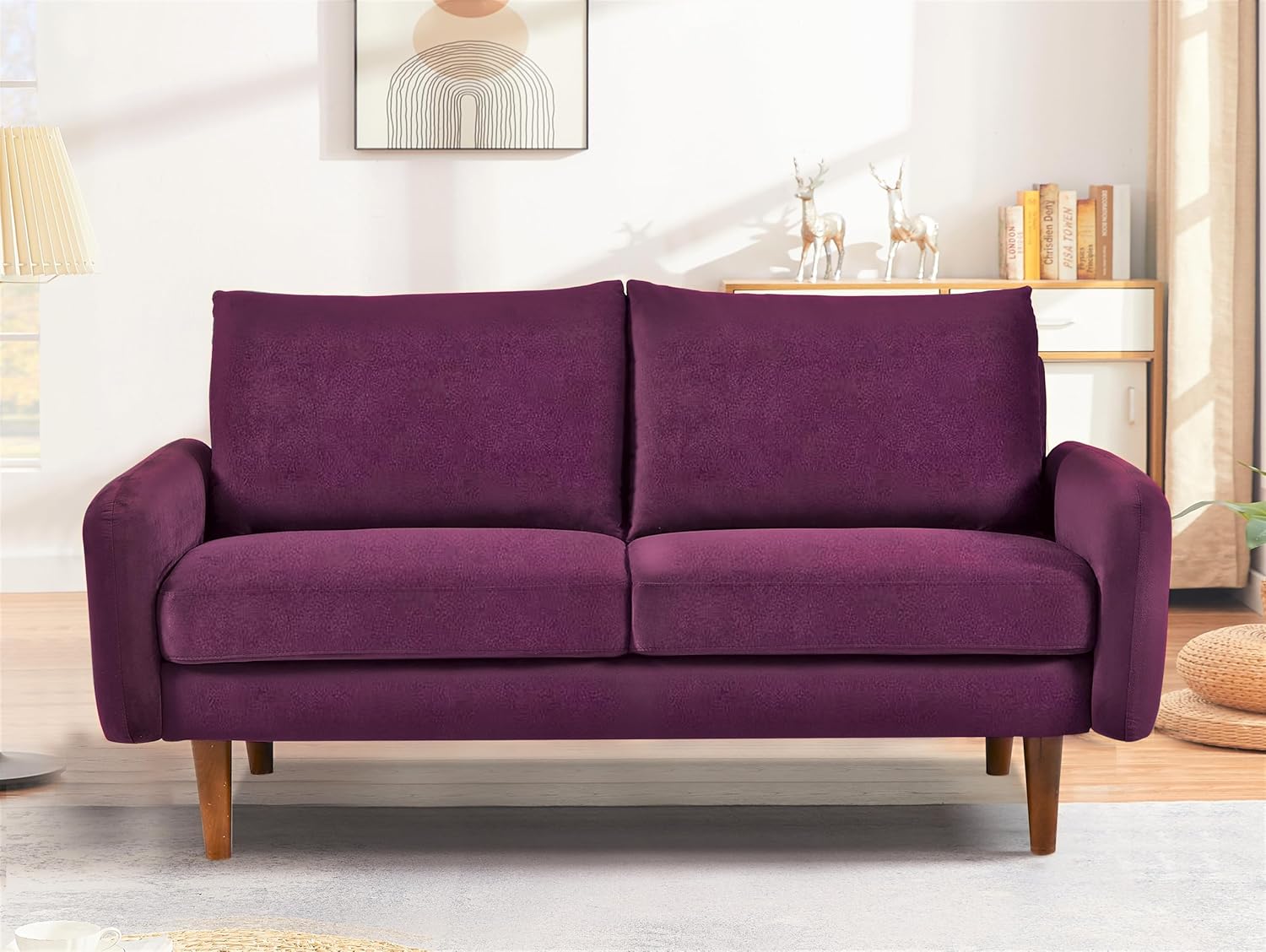 Kent Sofá biplaza de terciopelo para salas de estar modernas y espacios compactos, cómodo sofá de 2 plazas, muebles de estudio con diseño elegante,