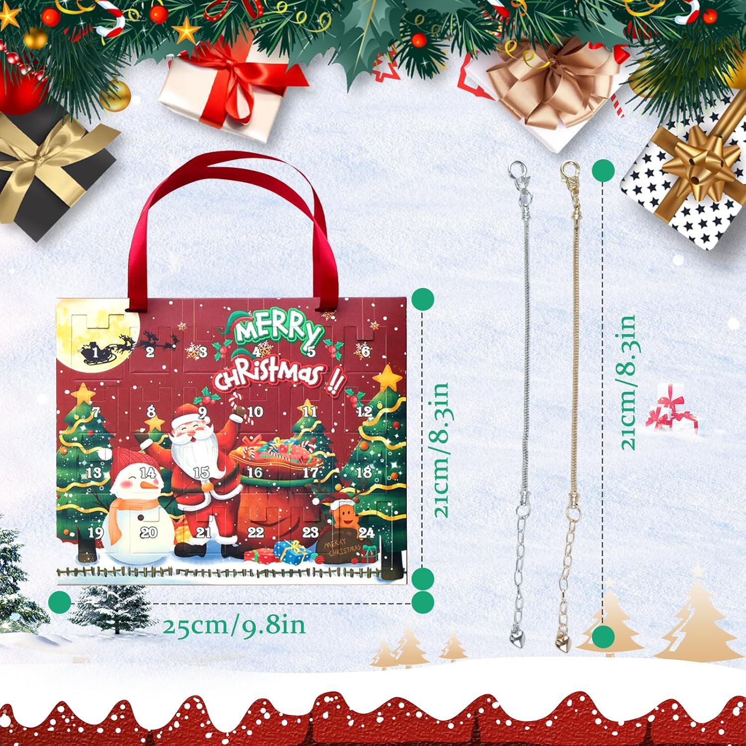 Pulseras de calendario de Adviento de Navidad 2023 para niñas, calendario de cuenta regresiva de Navidad de 24 días, kit de fabricación de joyas,