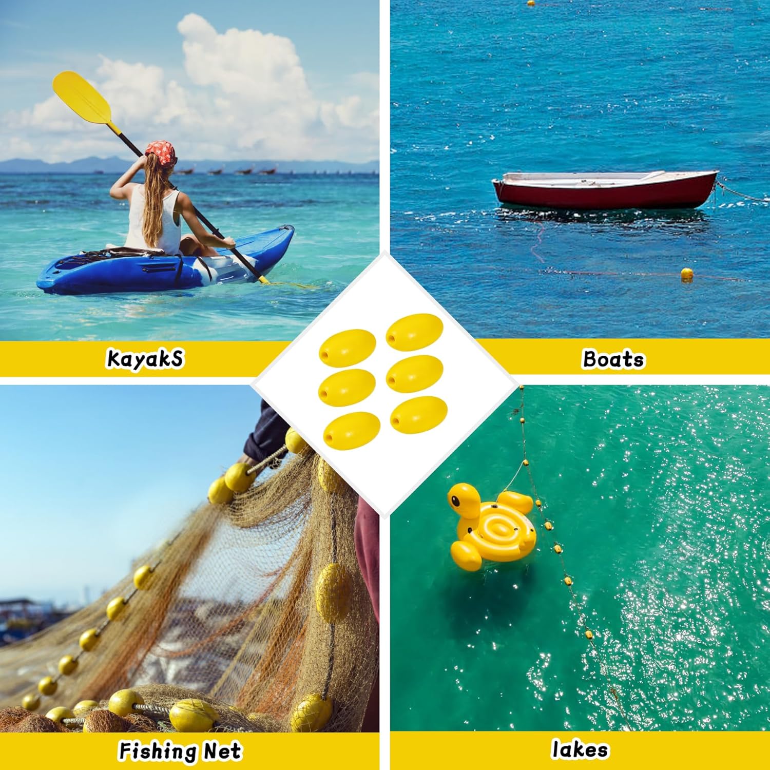Deep Water Fishing Buoy Marine Accessories,12″ Hole, 2.95″ x 5.12″ for Trail Markers, Dock Floats, Swim Buoy, Kayak Anchor Kit, Pool Buoy, Crabbing