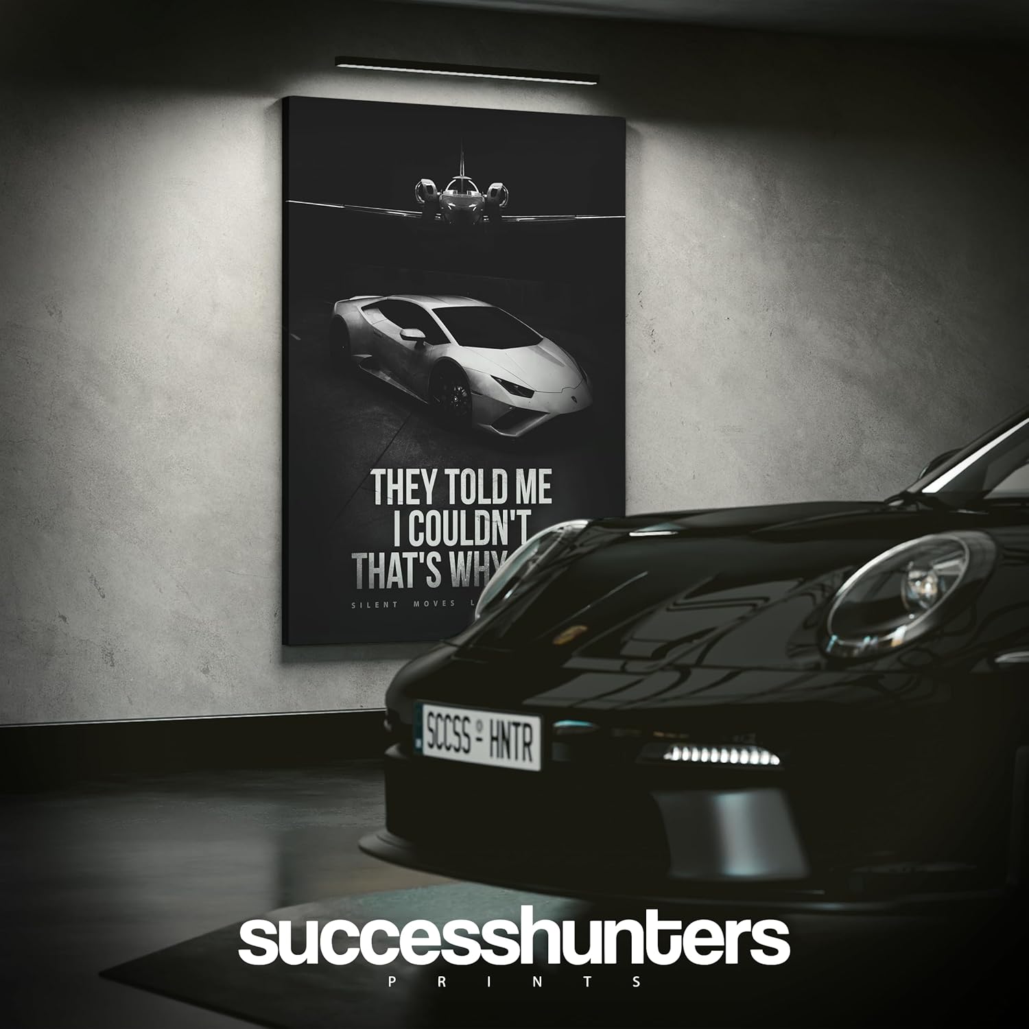 Arte de pared motivacional para la oficina, lienzo de arte de súper auto, decoración automotriz inspiradora para los amantes de los autos deportivos