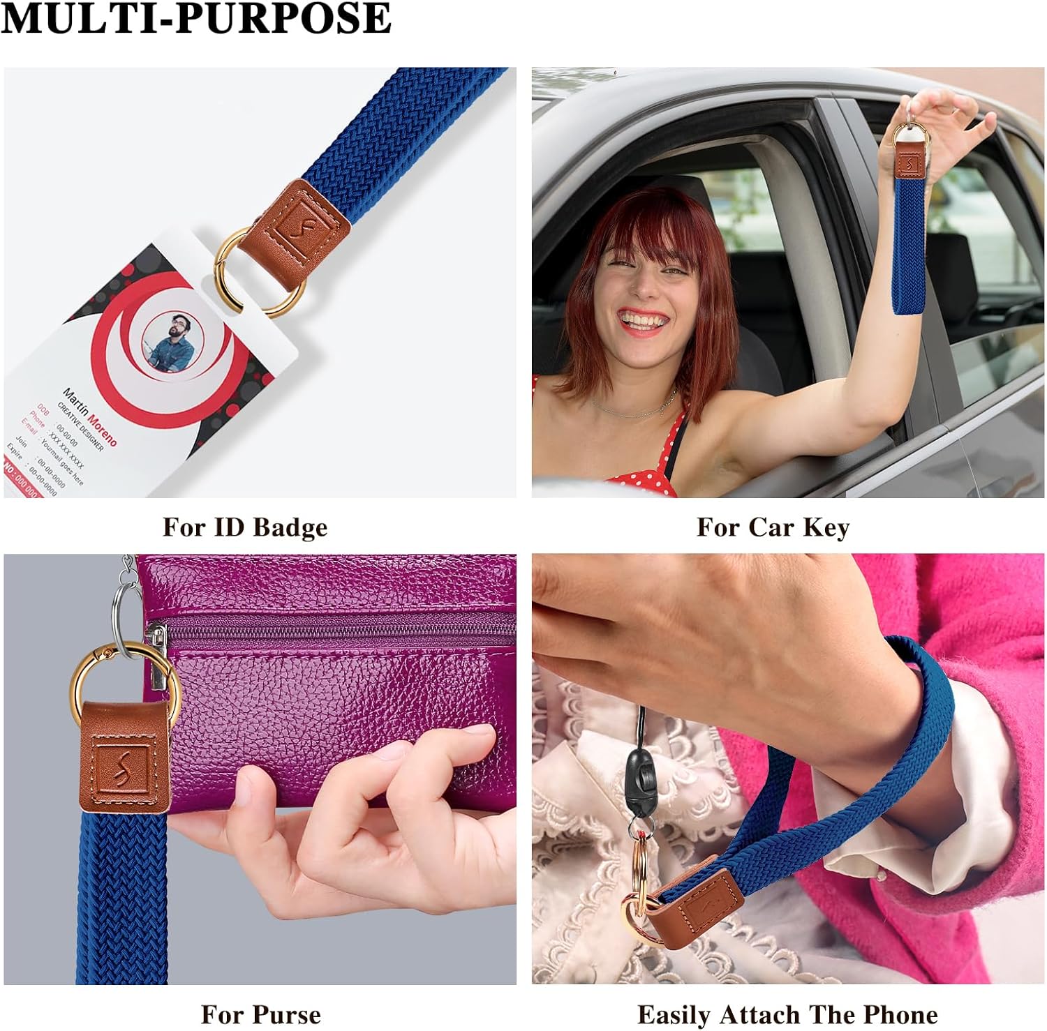 Llavero elástico, bonito llavero de pulsera, cordón de muñeca tejido mejorado para llaves, llaveros para mujeres y hombres, llaves de automóvil,