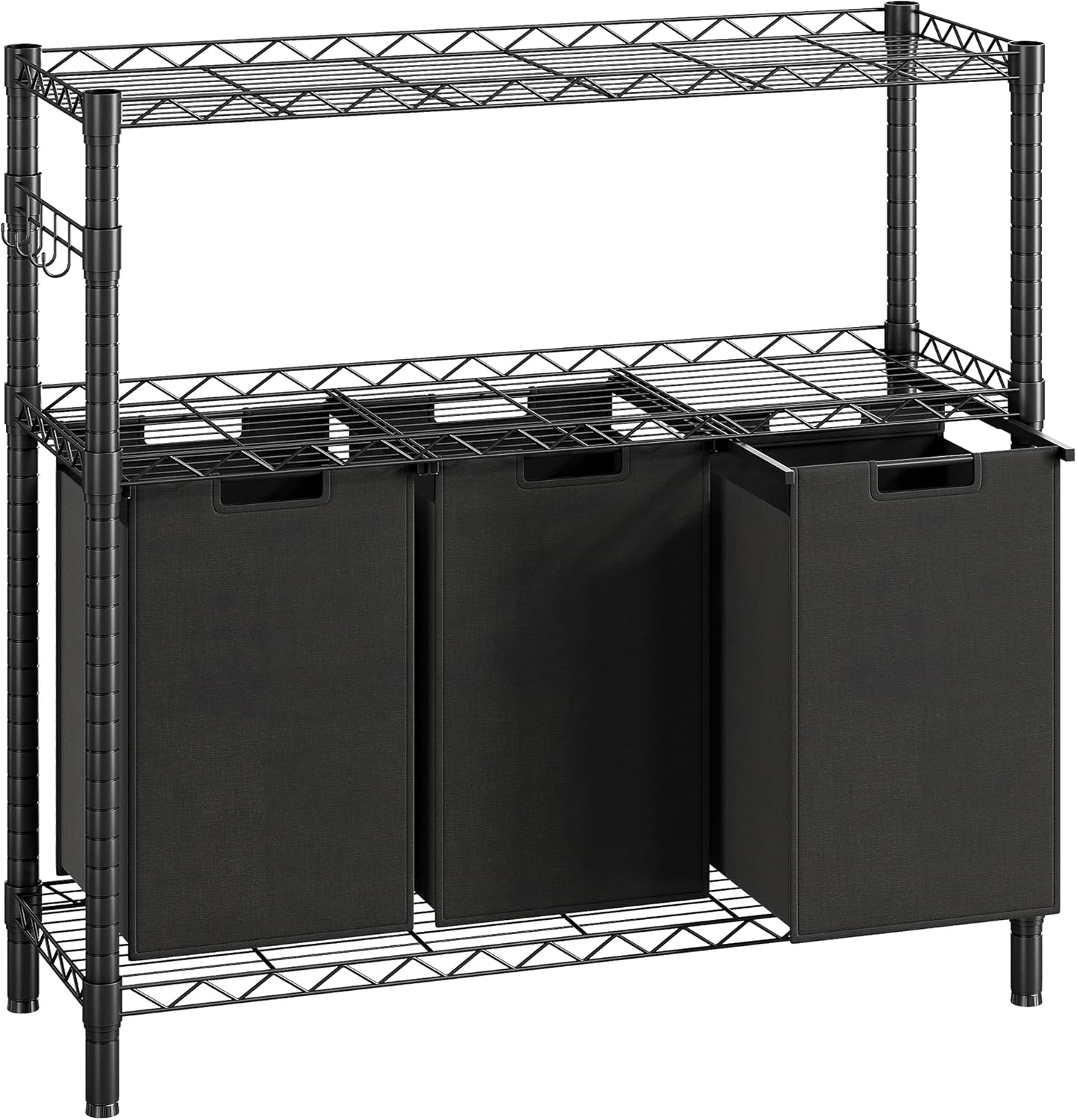 GAOMON Cesta de lavandería, organizador multifuncional para lavandería, clasificador de lavandería con bolsas extraíbles y asas reforzadas, estante