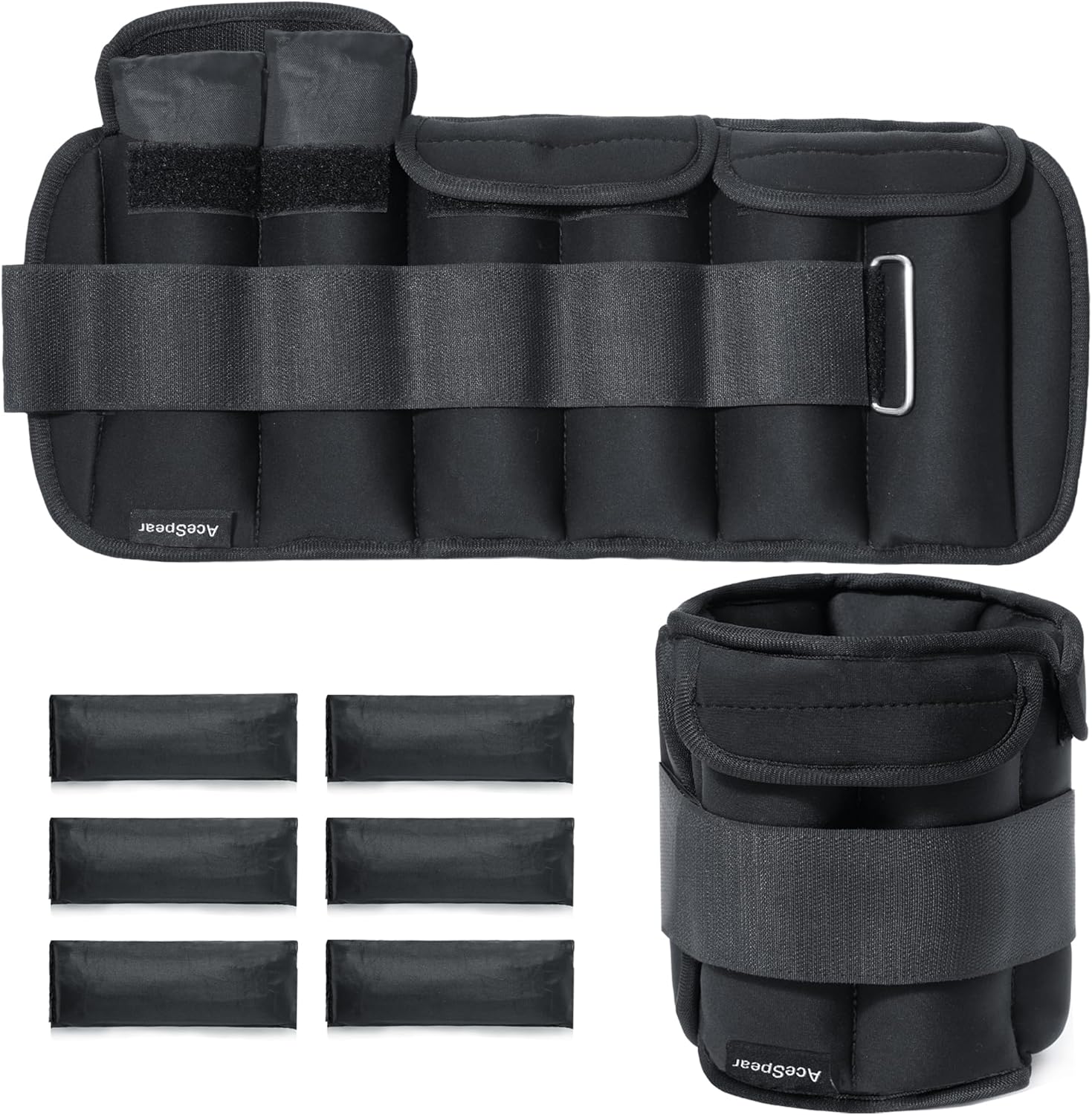 AceSpear Pesas de tobillo ajustables para mujeres y hombres, 2 x 5 libras, 7 libras, peso de pierna, gimnasio para ejercicio de pies, entrenamiento