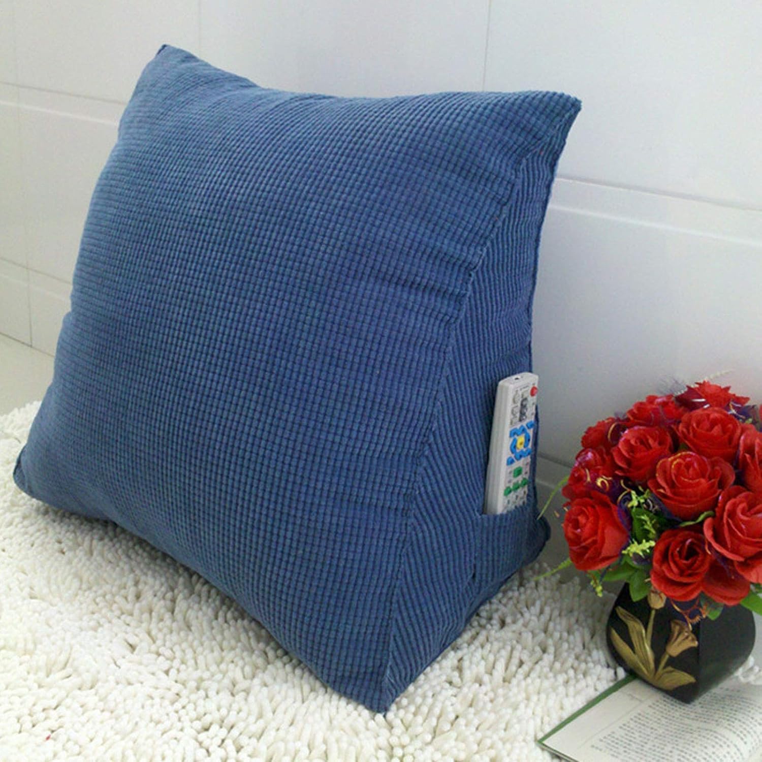 Almohada de lectura de cuña suave, cojín triangular de pana para respaldo, posicionamiento para sofá, cama, silla de oficina, almohada de apoyo para